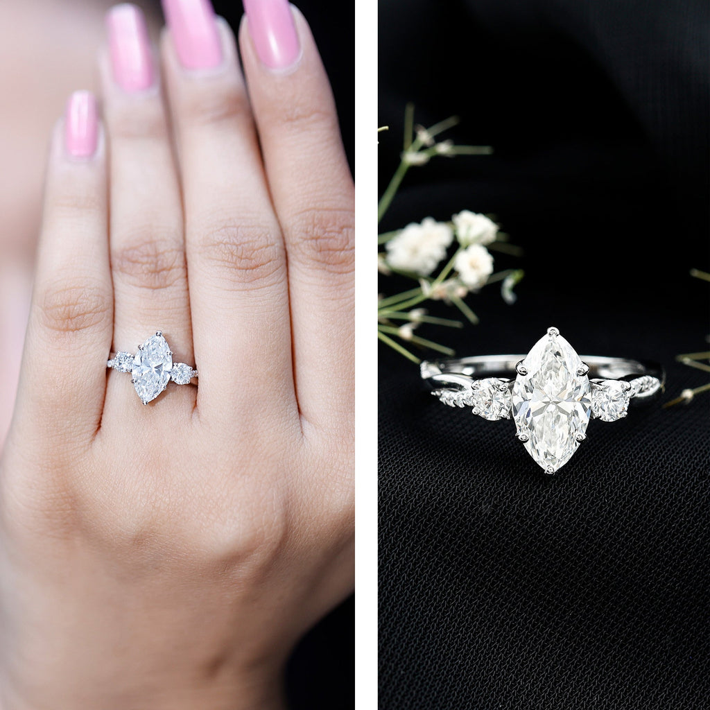 2 Carat Marquise Cut Lab Grown Diamond Crossover Engagement Ring with IGI Certificate