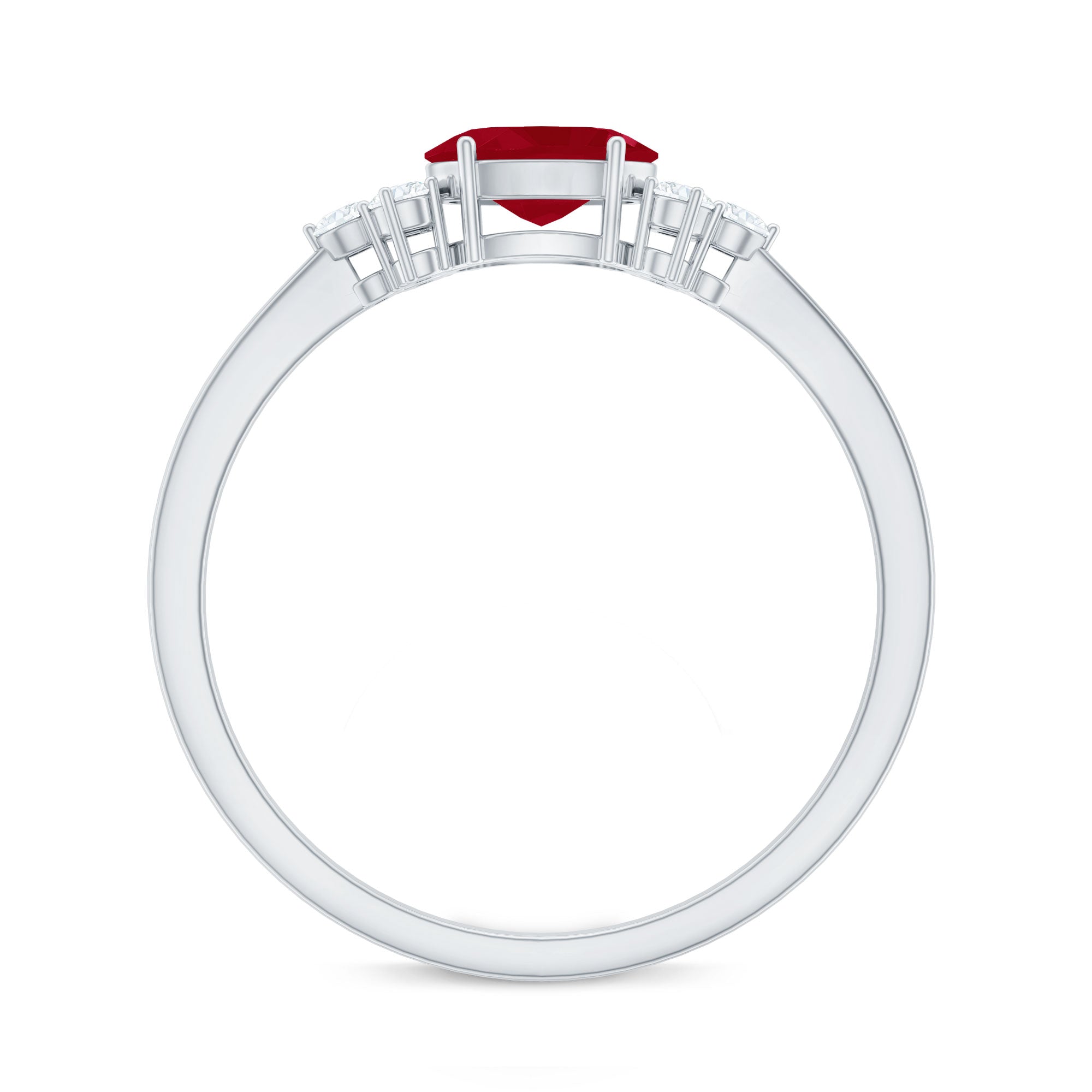 East West Style 0.6 Carat Ruby Oval Promise Ring with Diamond