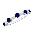 Round Blue Sapphire and Diamond Half Eternity Ring