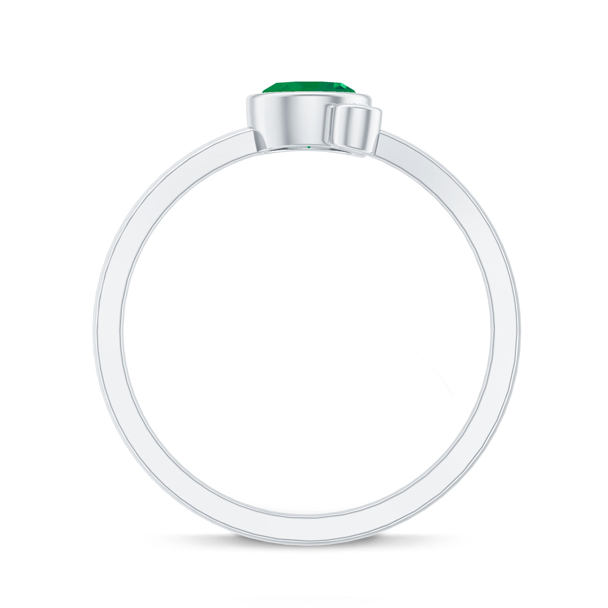 Bezel Set Emerald and Lab Diamond Two Stone Promise Ring