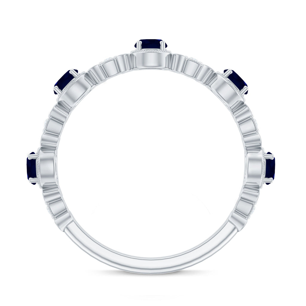 Nature Inspired Blue Sapphire Diamond Half Eternity Ring