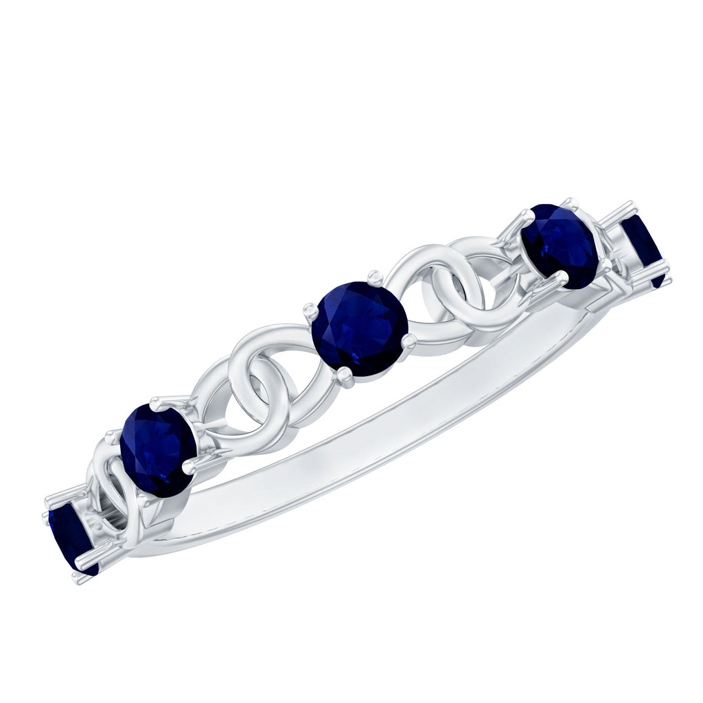 Natural Blue Sapphire Infinity Half Eternity Ring