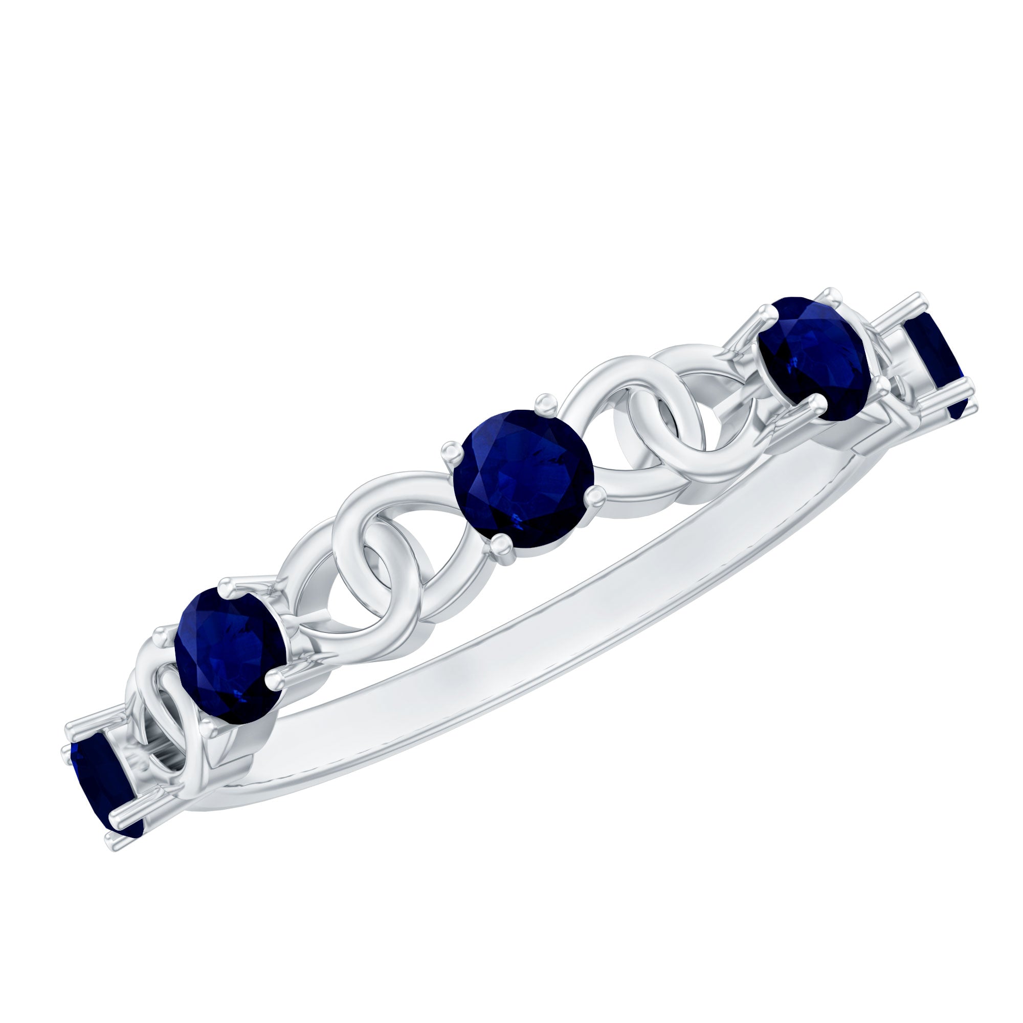 Natural Blue Sapphire Infinity Half Eternity Ring