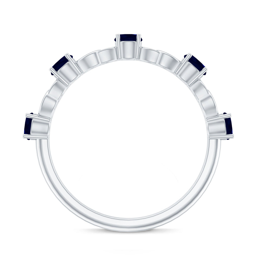 Natural Blue Sapphire Infinity Half Eternity Ring