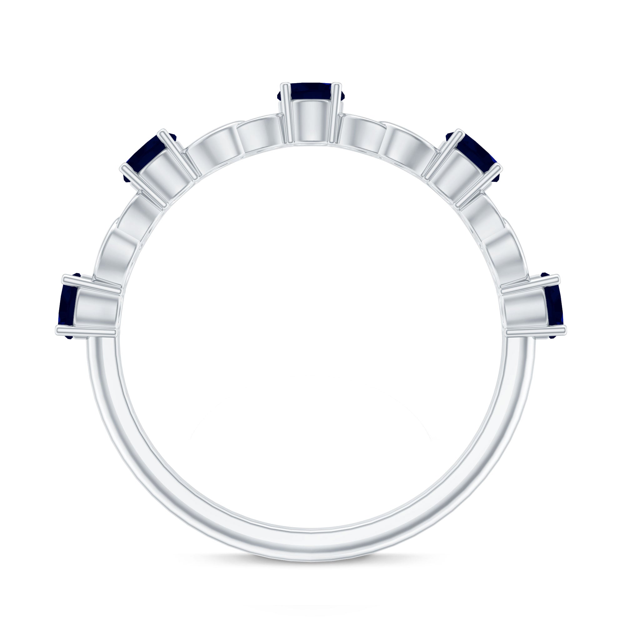 Natural Blue Sapphire Infinity Half Eternity Ring