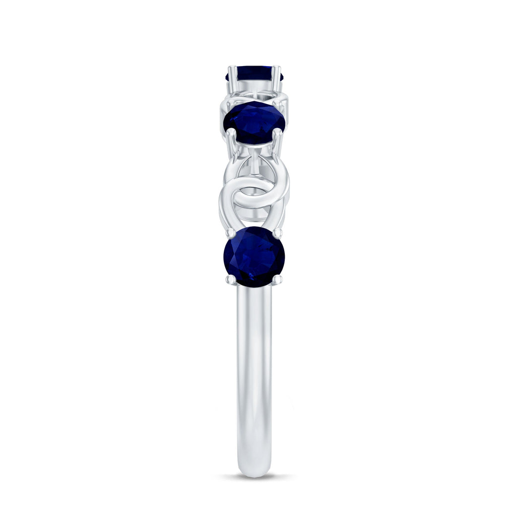 Natural Blue Sapphire Infinity Half Eternity Ring
