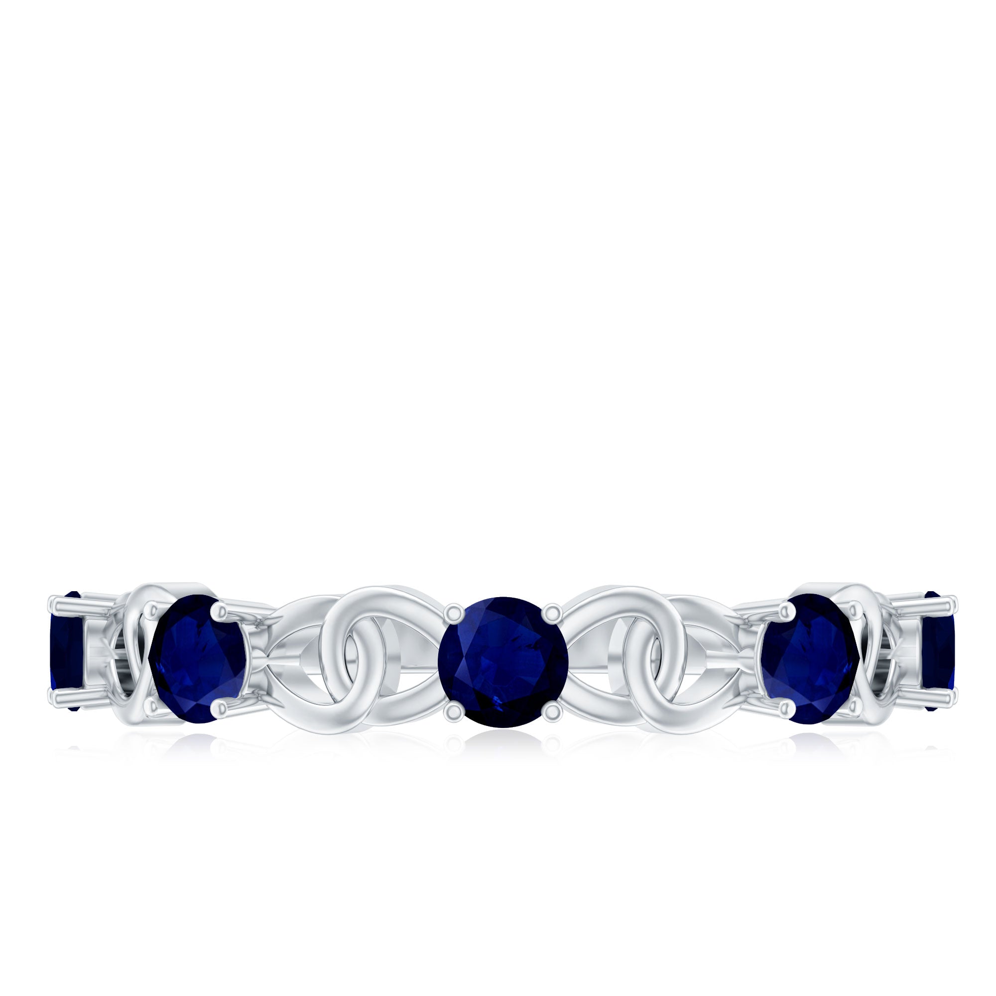 Natural Blue Sapphire Infinity Half Eternity Ring