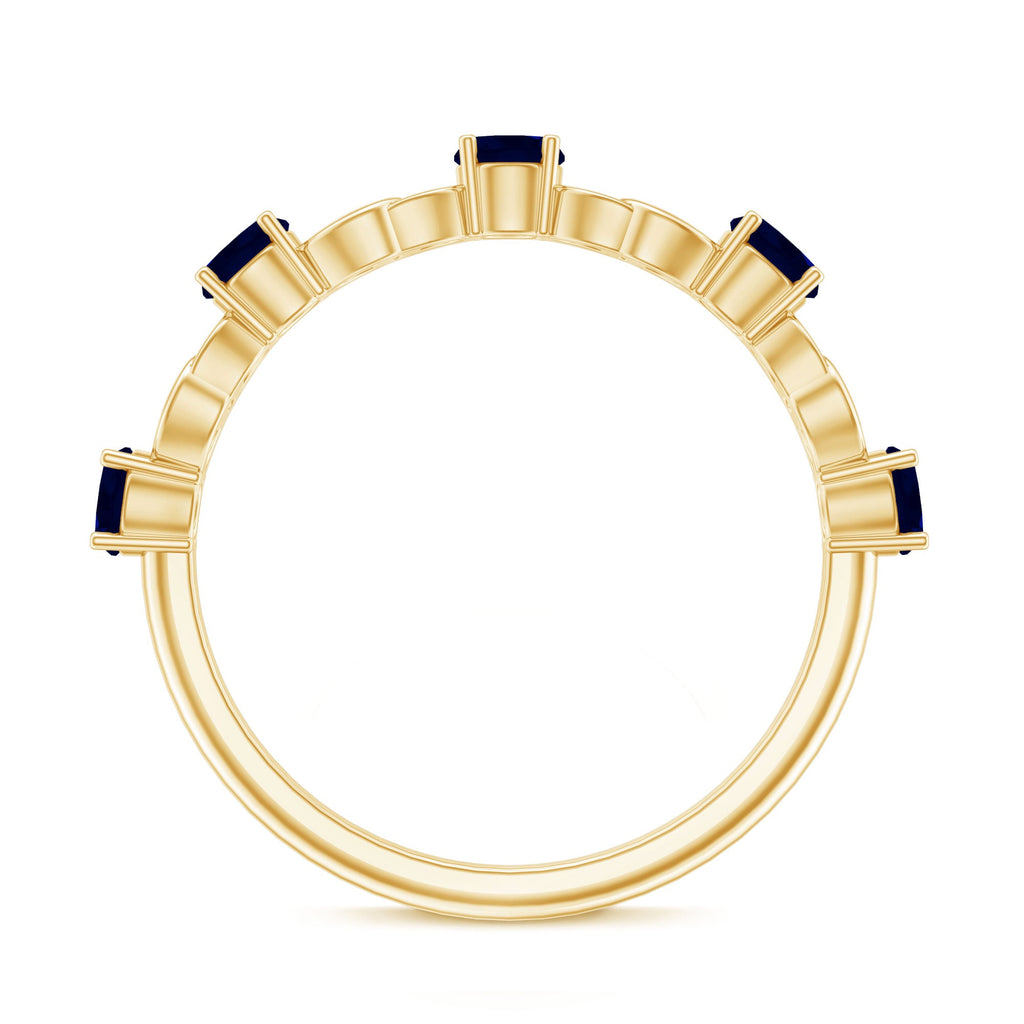 Natural Blue Sapphire Infinity Half Eternity Ring