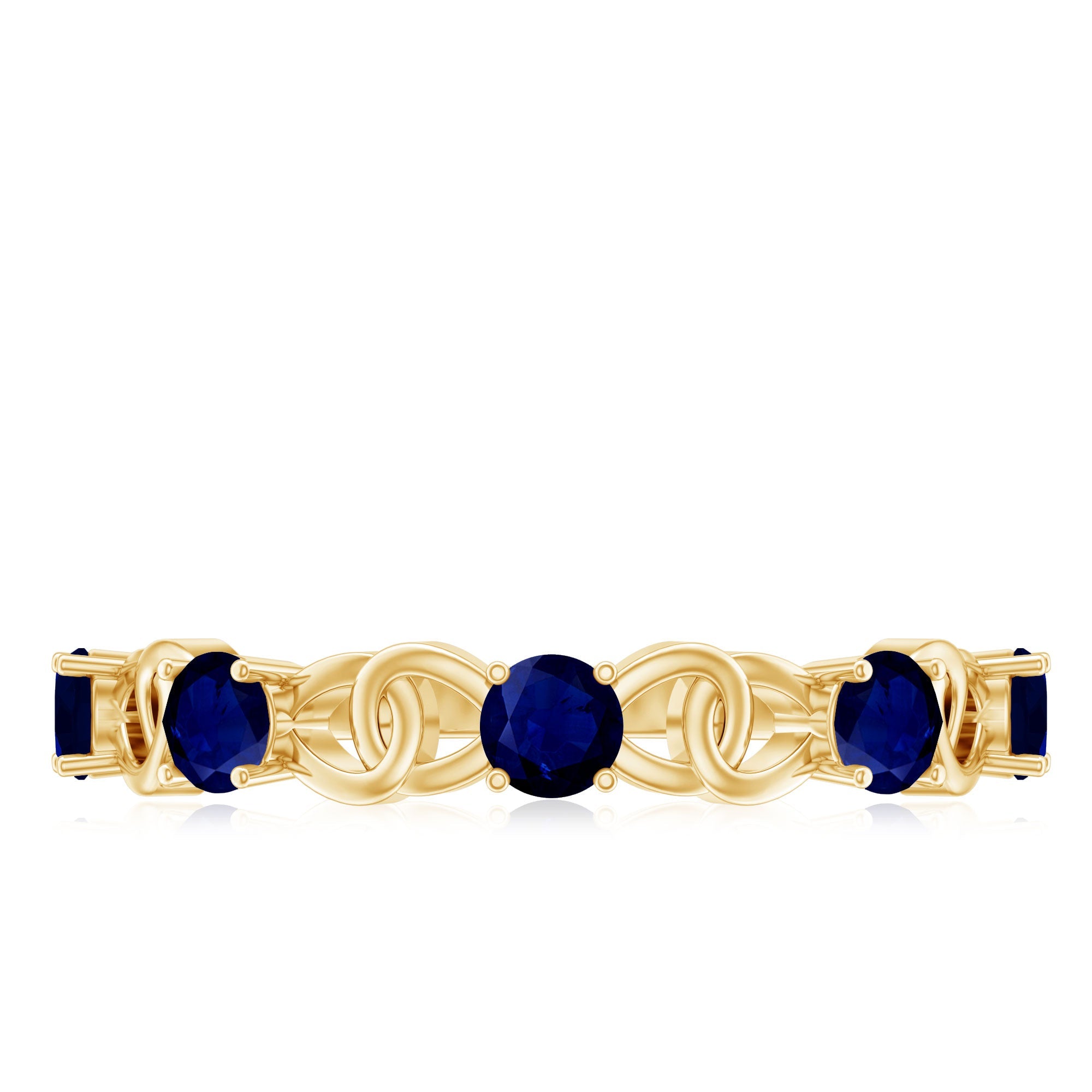Natural Blue Sapphire Infinity Half Eternity Ring