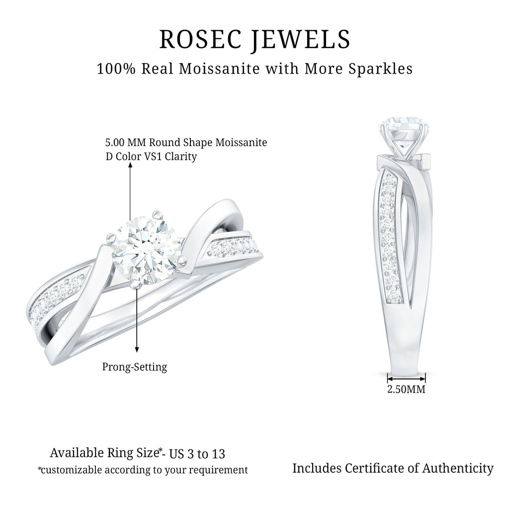 Round Shape Solitaire Moissanite Infinity Engagement Ring