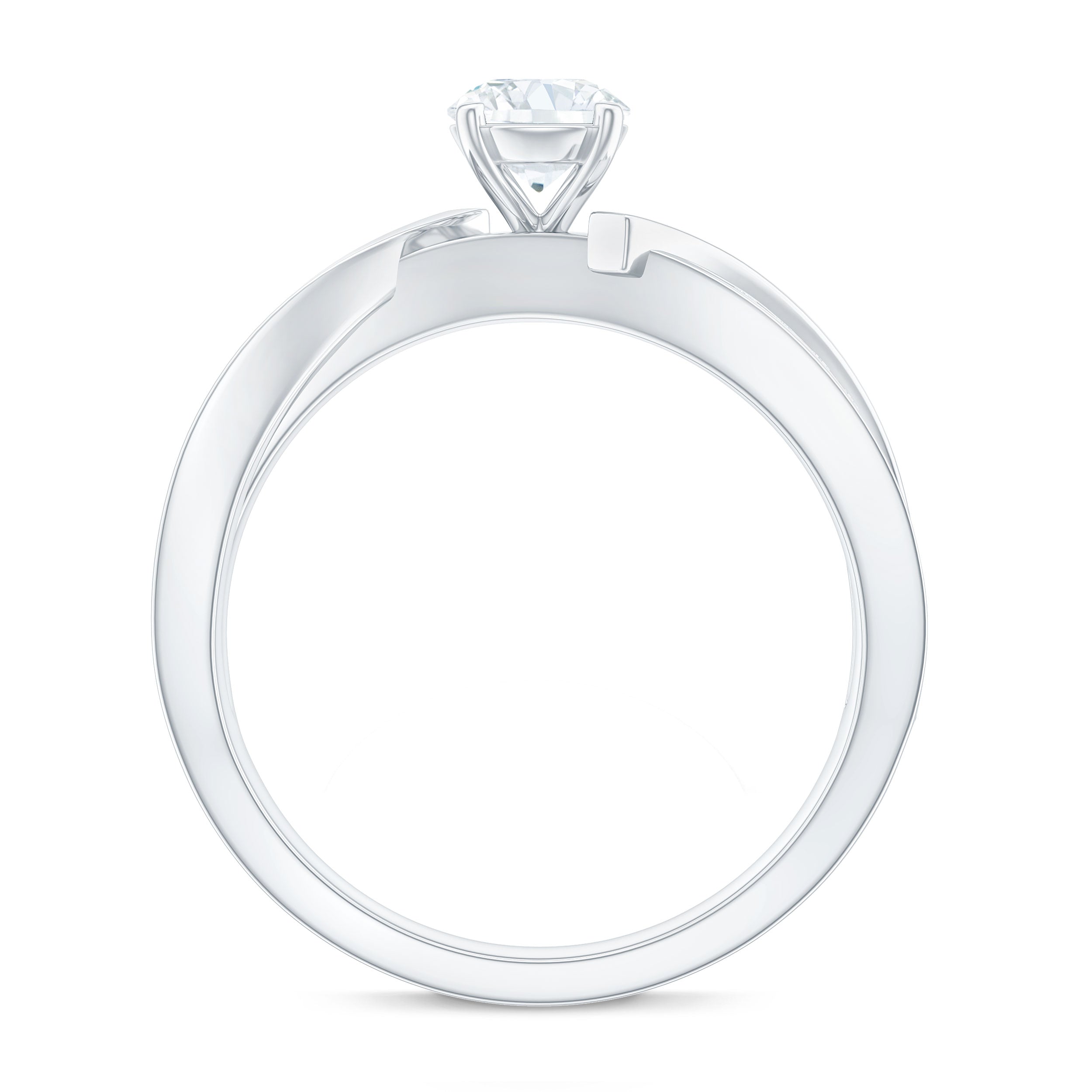 Round Shape Solitaire Moissanite Infinity Engagement Ring