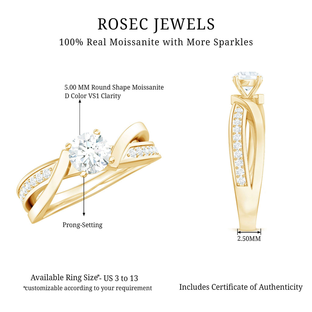 Round Shape Solitaire Moissanite Infinity Engagement Ring