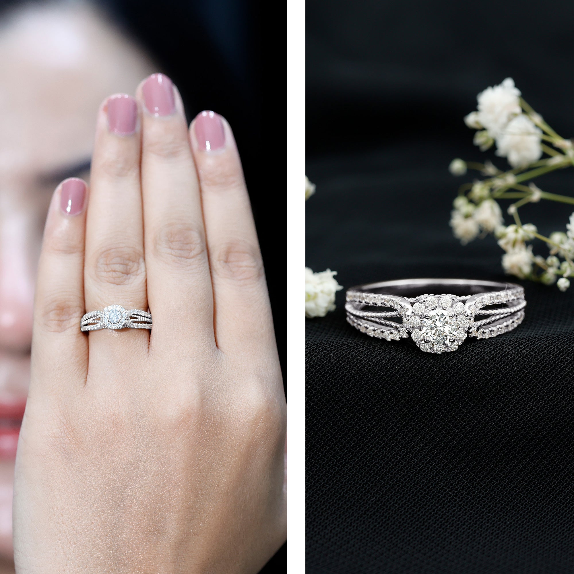 Vintage Looking Moissanite Engagement Ring For Women