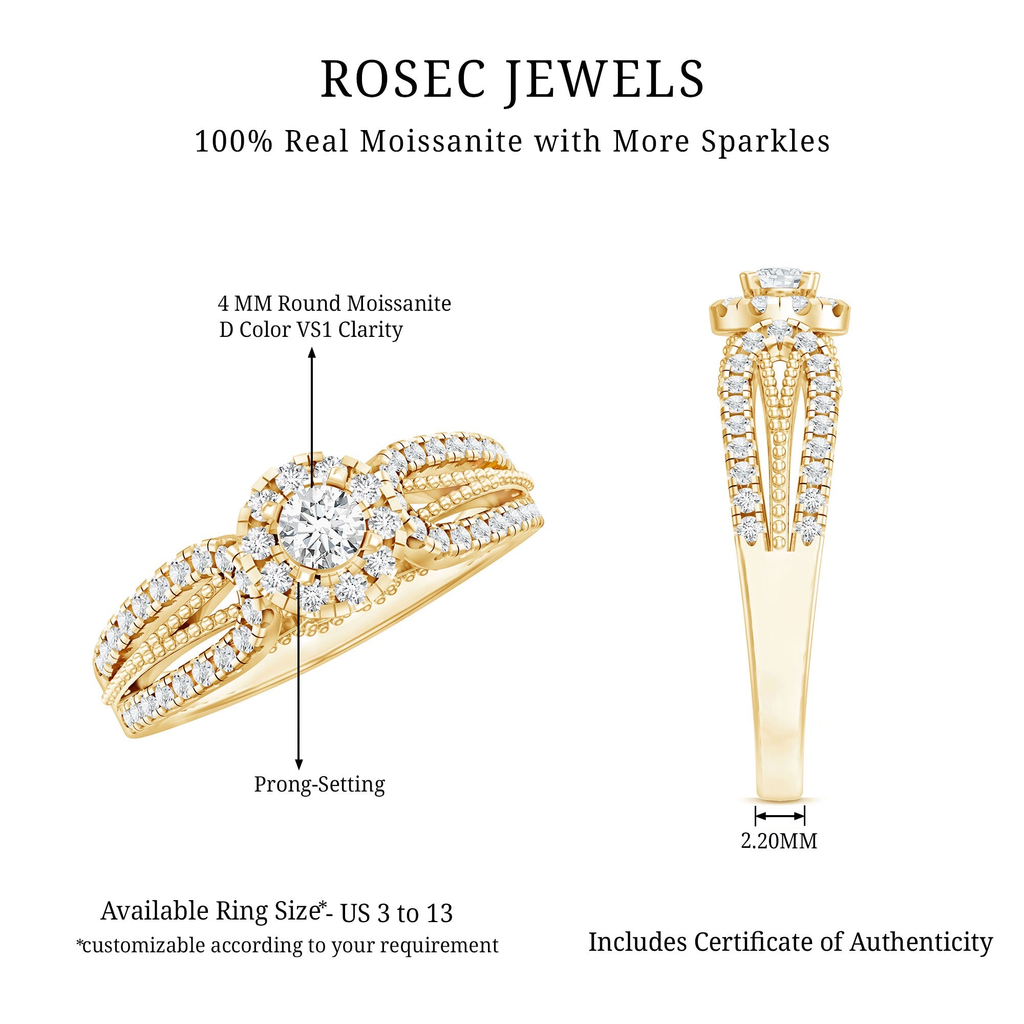 Vintage Looking Moissanite Engagement Ring For Women