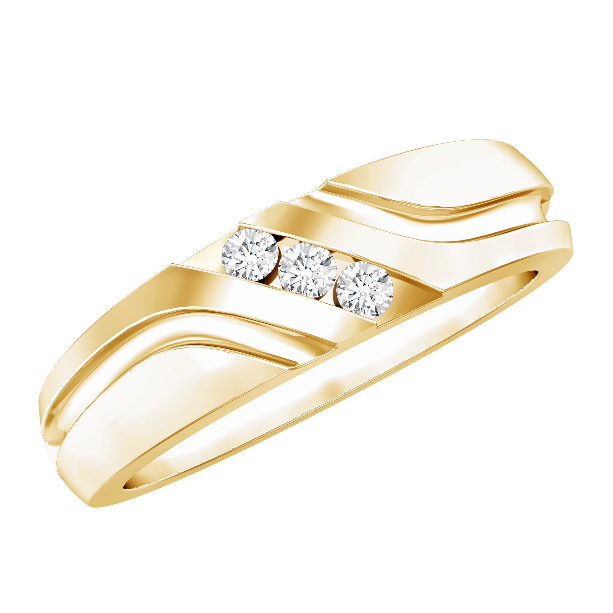 Certified Diamond Three Stone Band Ring for Men