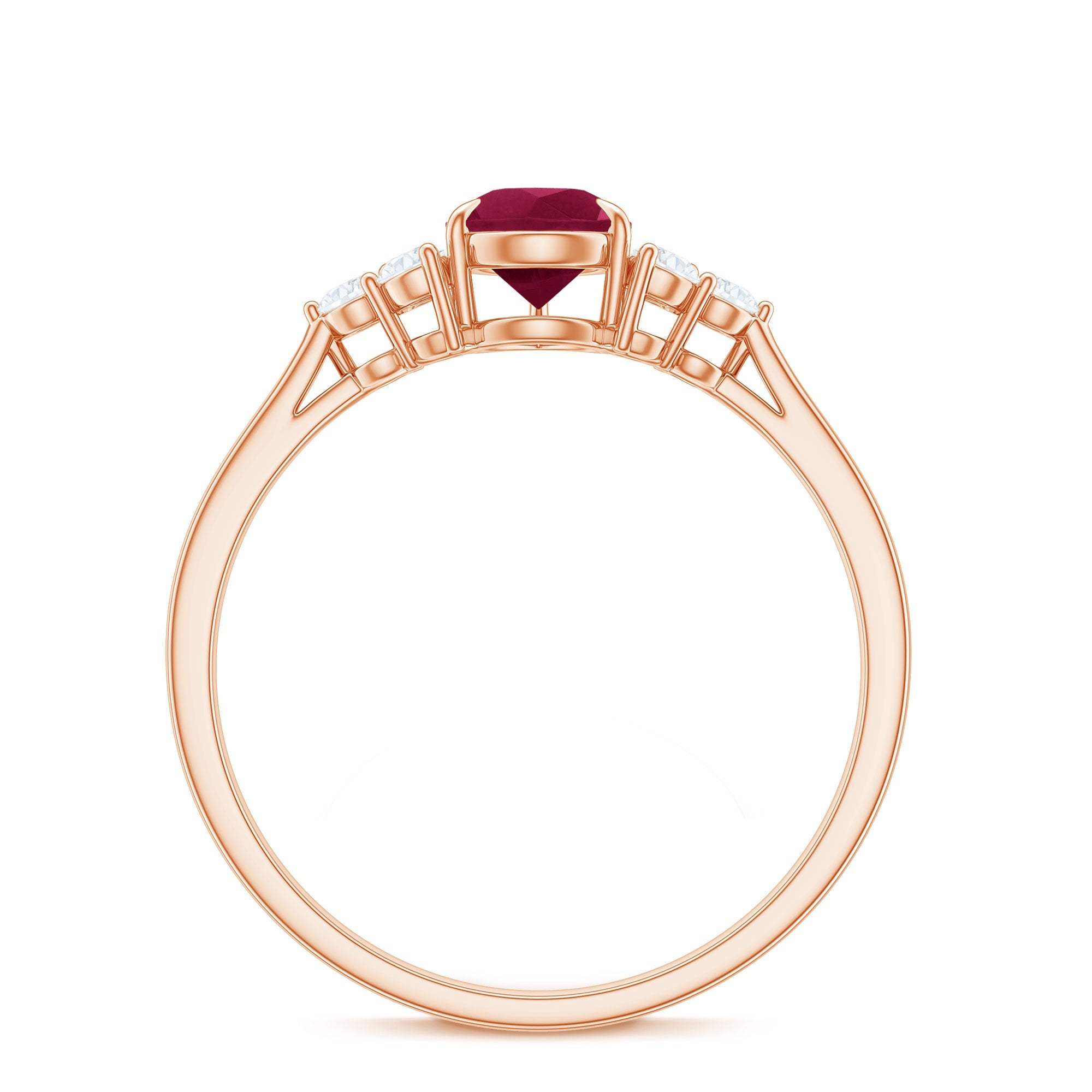 Natural 0.8 Carat Ruby Pear Shaped Engagement Ring with Diamond