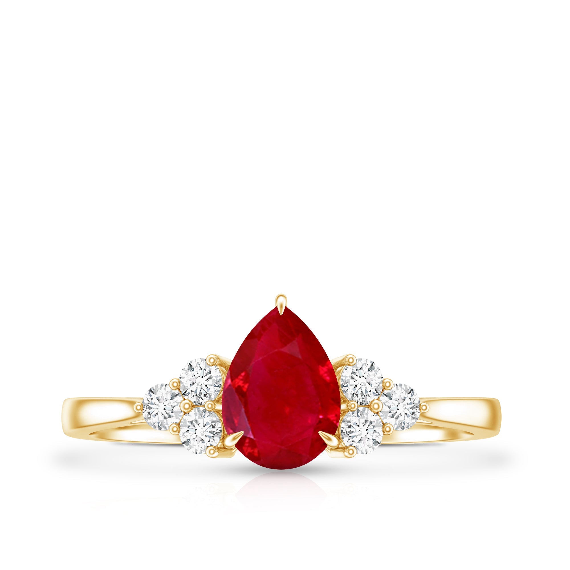 Natural 0.8 Carat Ruby Pear Shaped Engagement Ring with Diamond