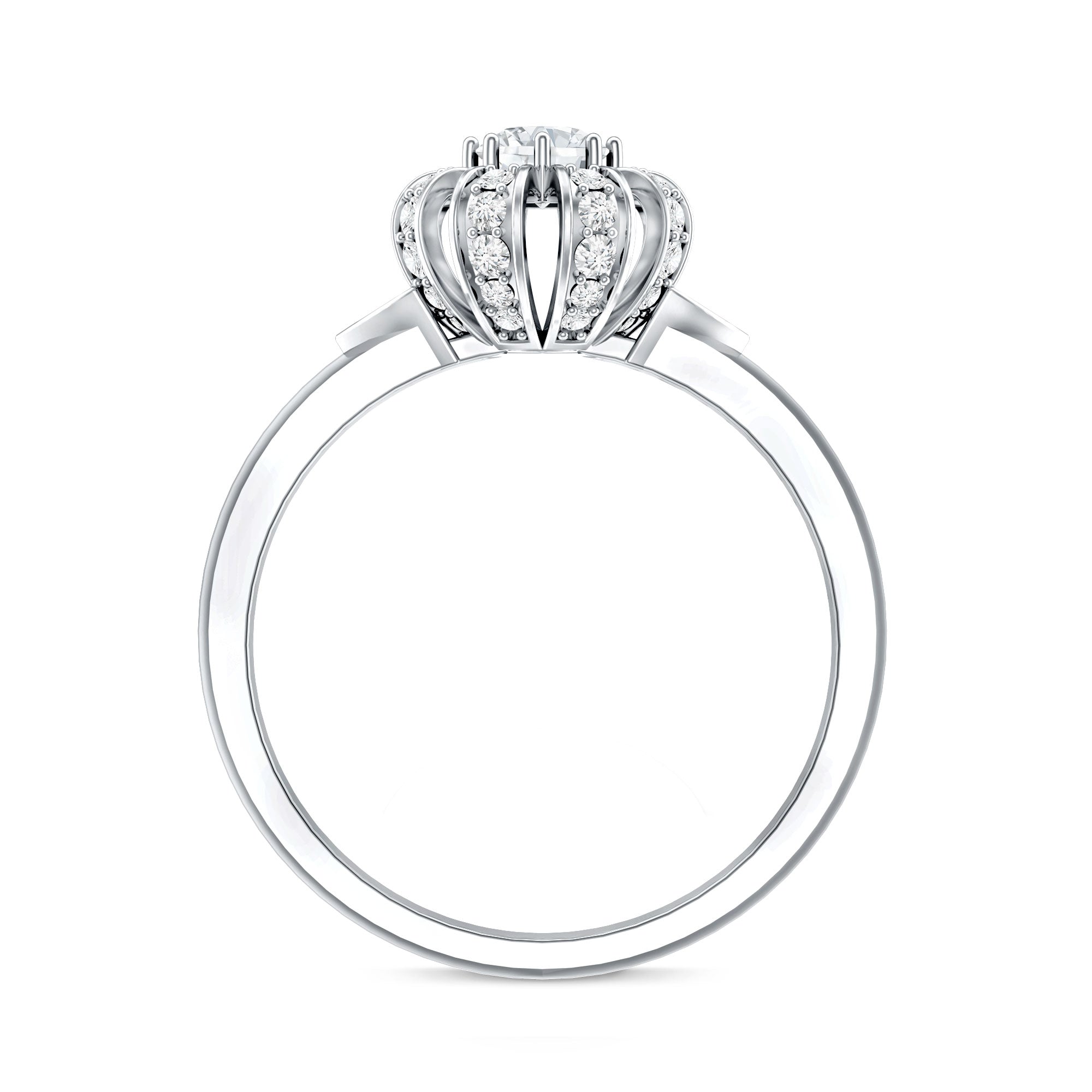 Certified Real Diamond Flower Engagement Ring for Women