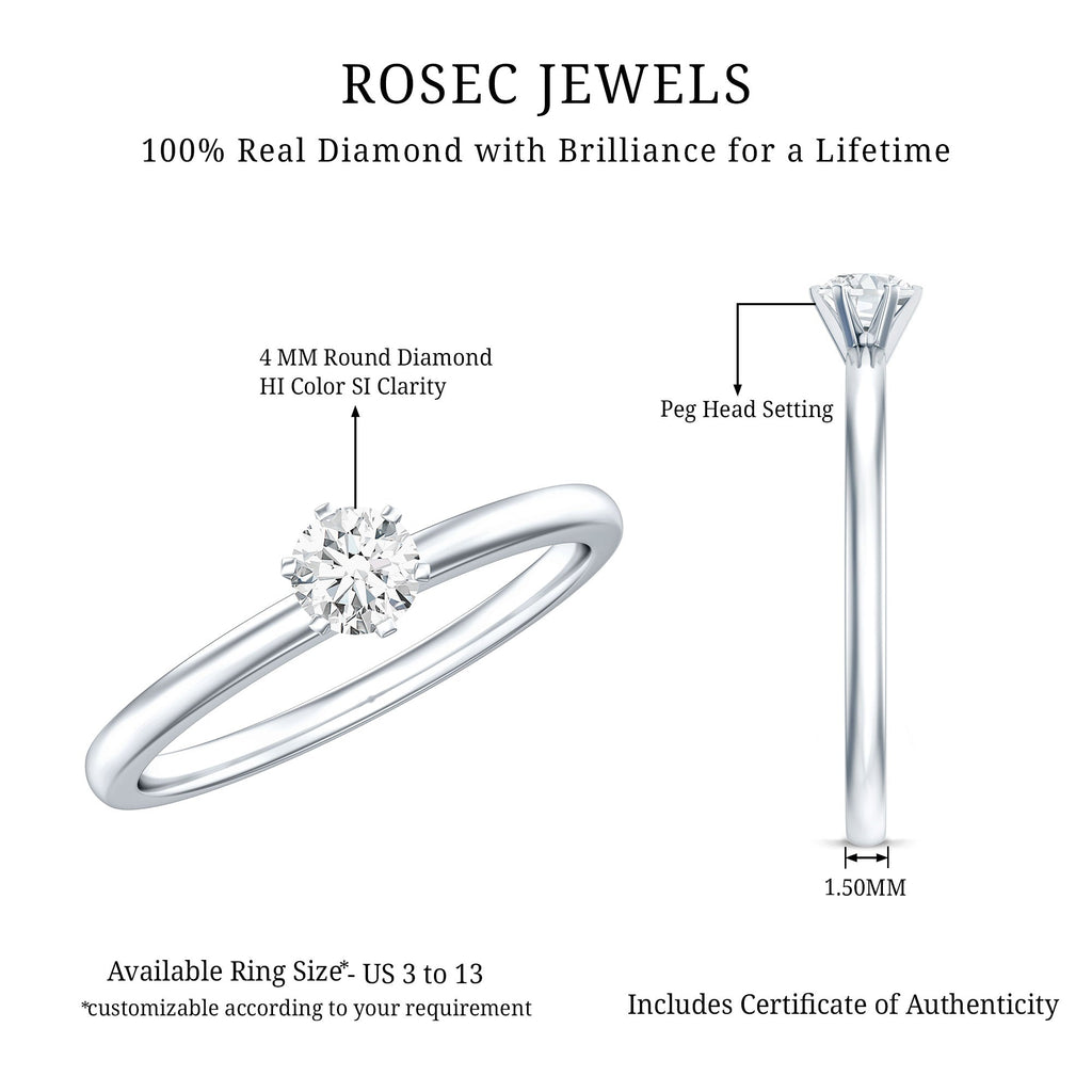 0.25 Carat Round Diamond Solitaire Promise Ring for Her