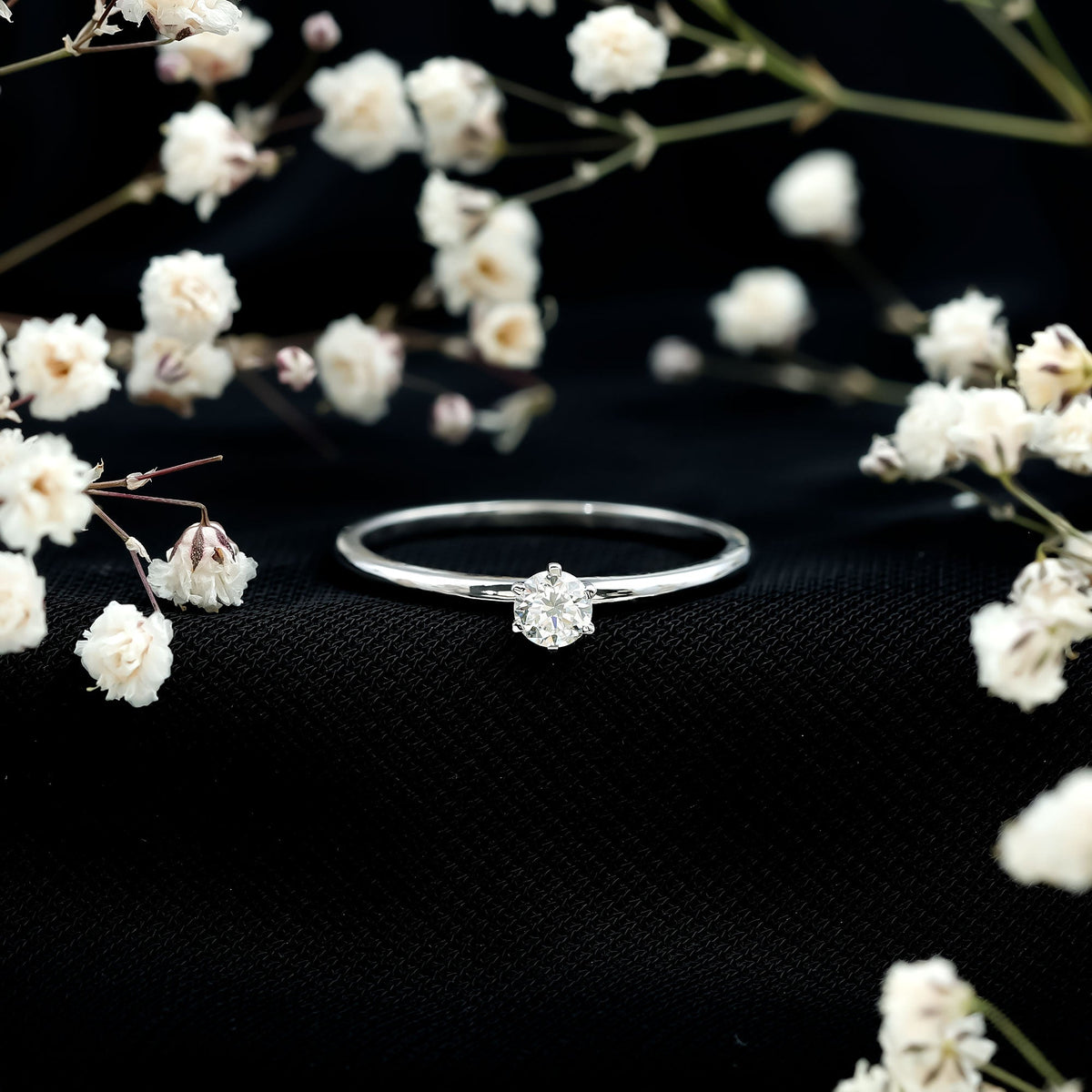 0.25 Carat Round Diamond Solitaire Promise Ring for Her