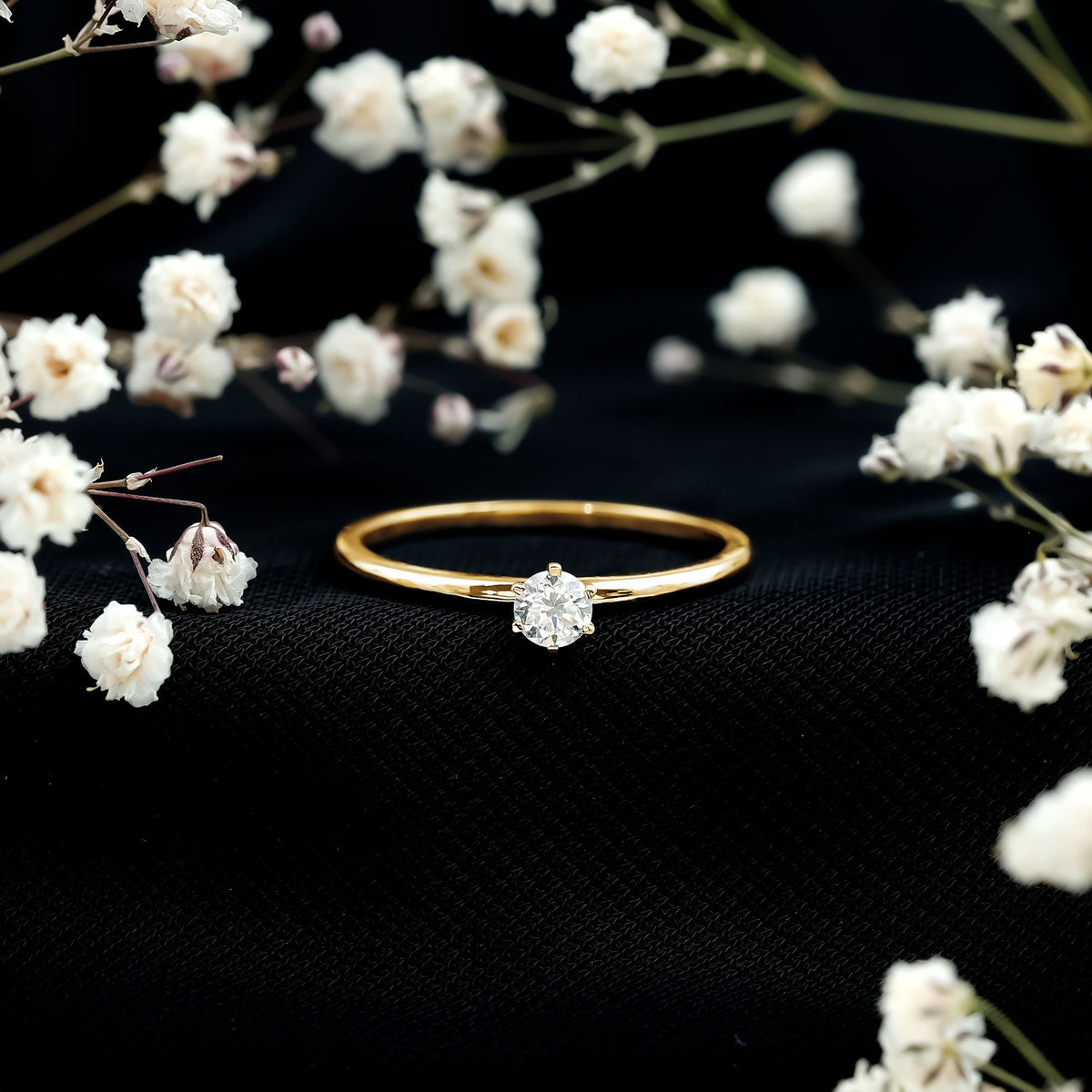 0.25 Carat Round Diamond Solitaire Promise Ring for Her