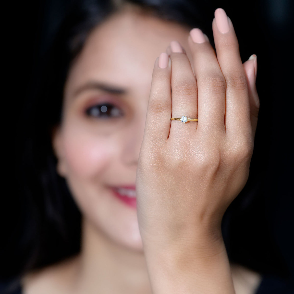 0.25 Carat Round Diamond Solitaire Promise Ring for Her