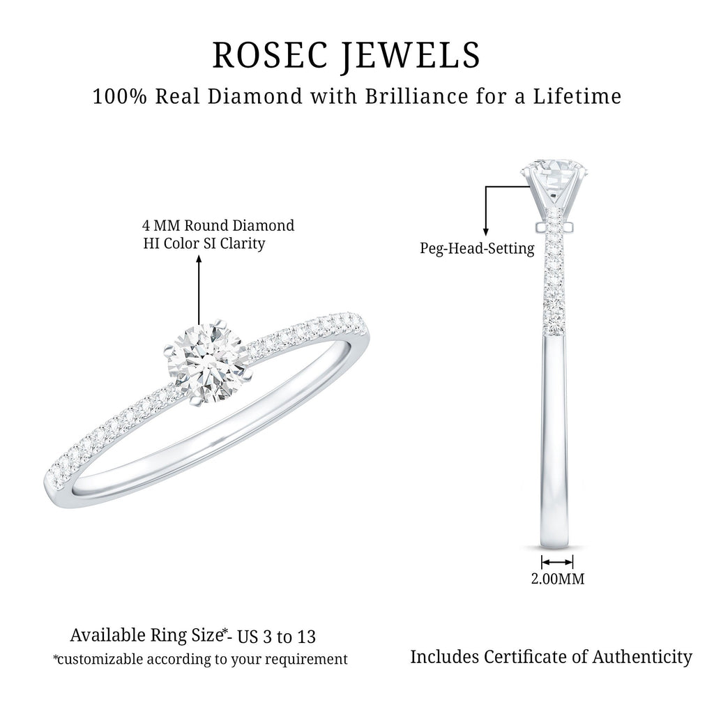 Natural Diamond Promise Ring with Side Stones
