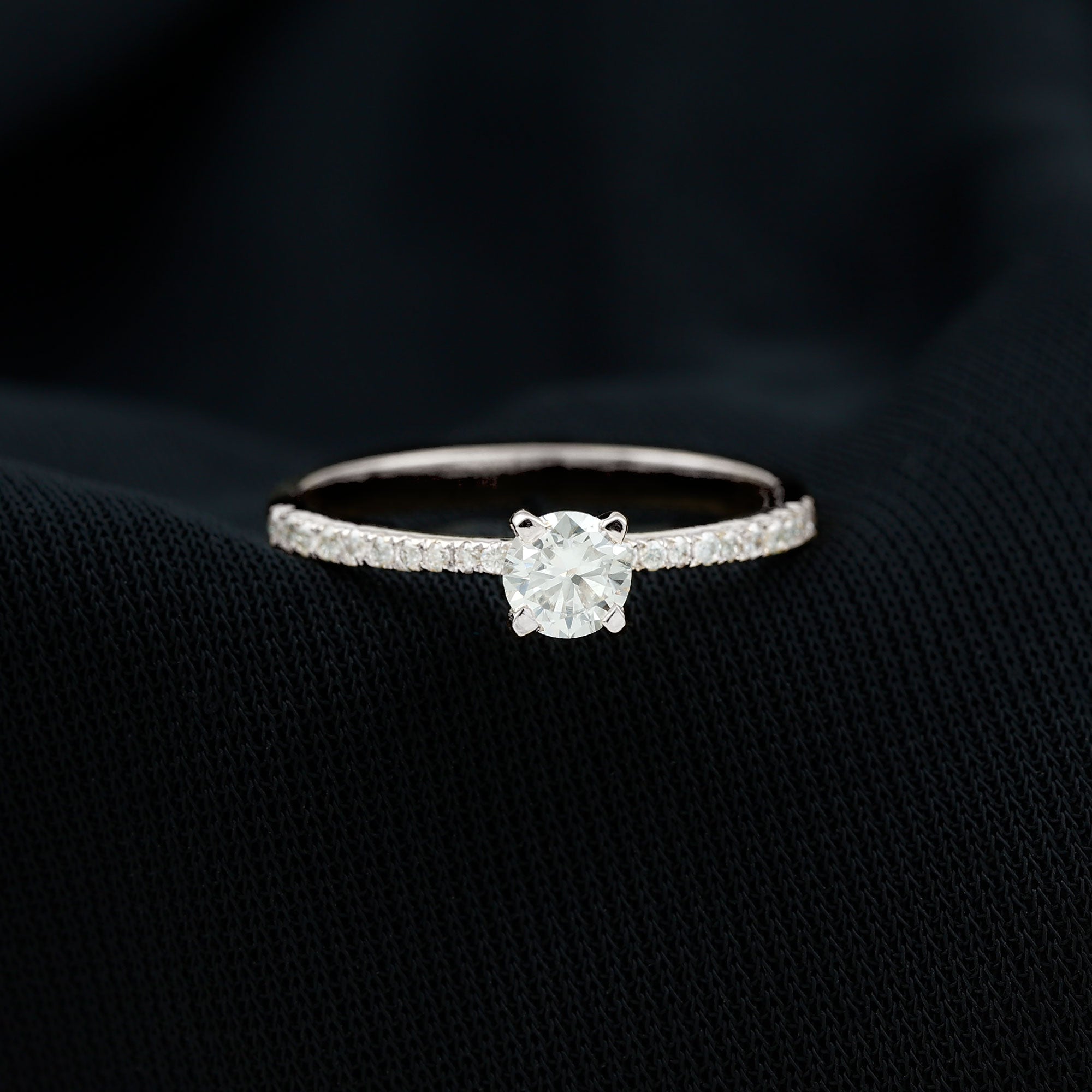 Natural Diamond Promise Ring with Side Stones