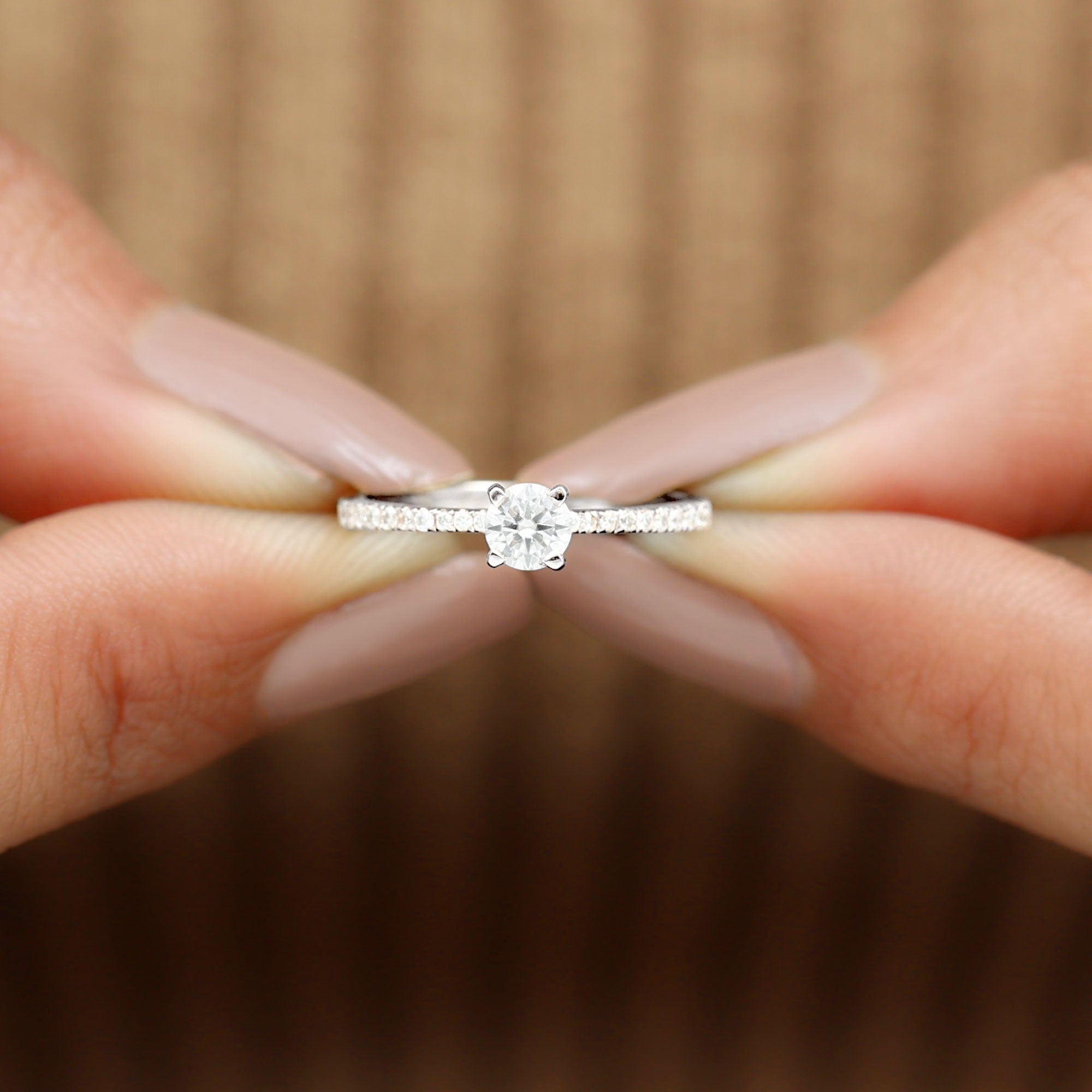 Natural Diamond Promise Ring with Side Stones
