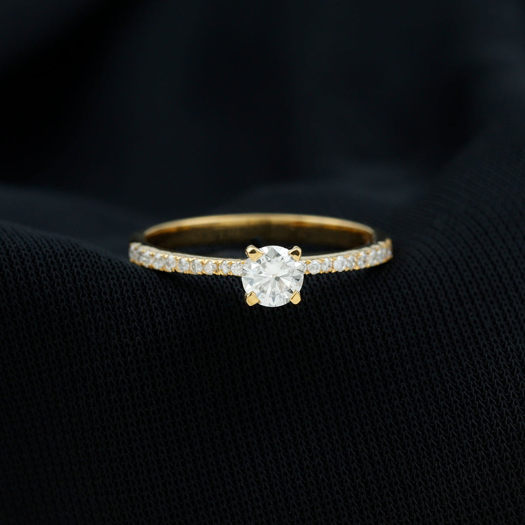 Natural Diamond Promise Ring with Side Stones