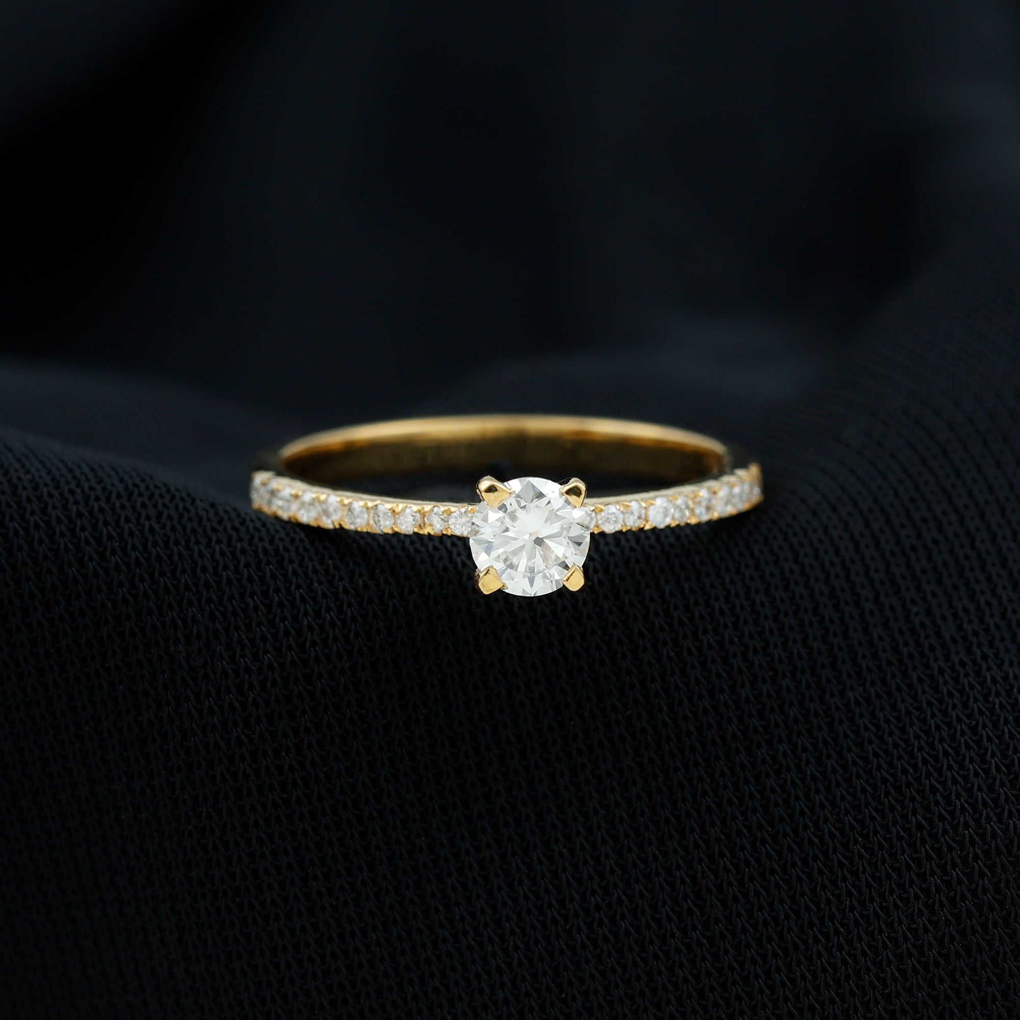 Natural Diamond Promise Ring with Side Stones
