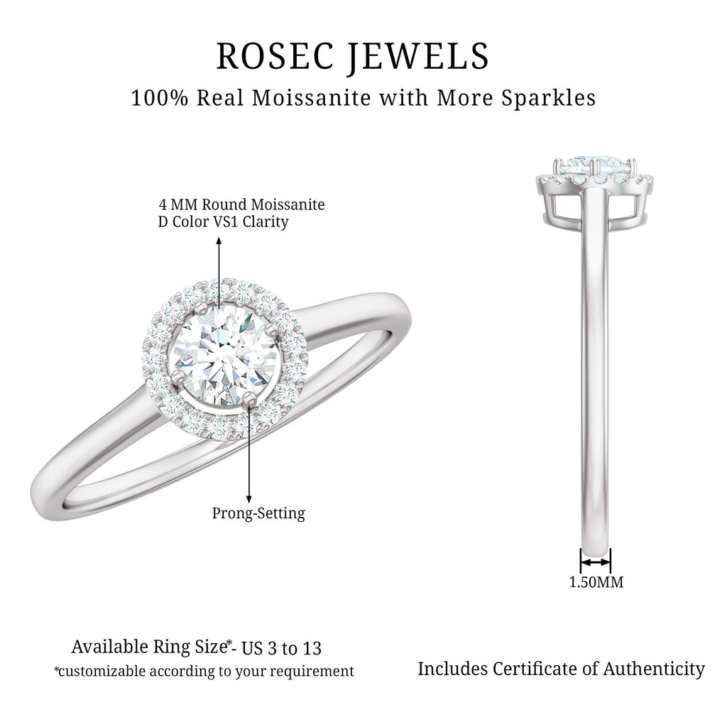 Certified Moissanite Promise Ring for Her with Halo