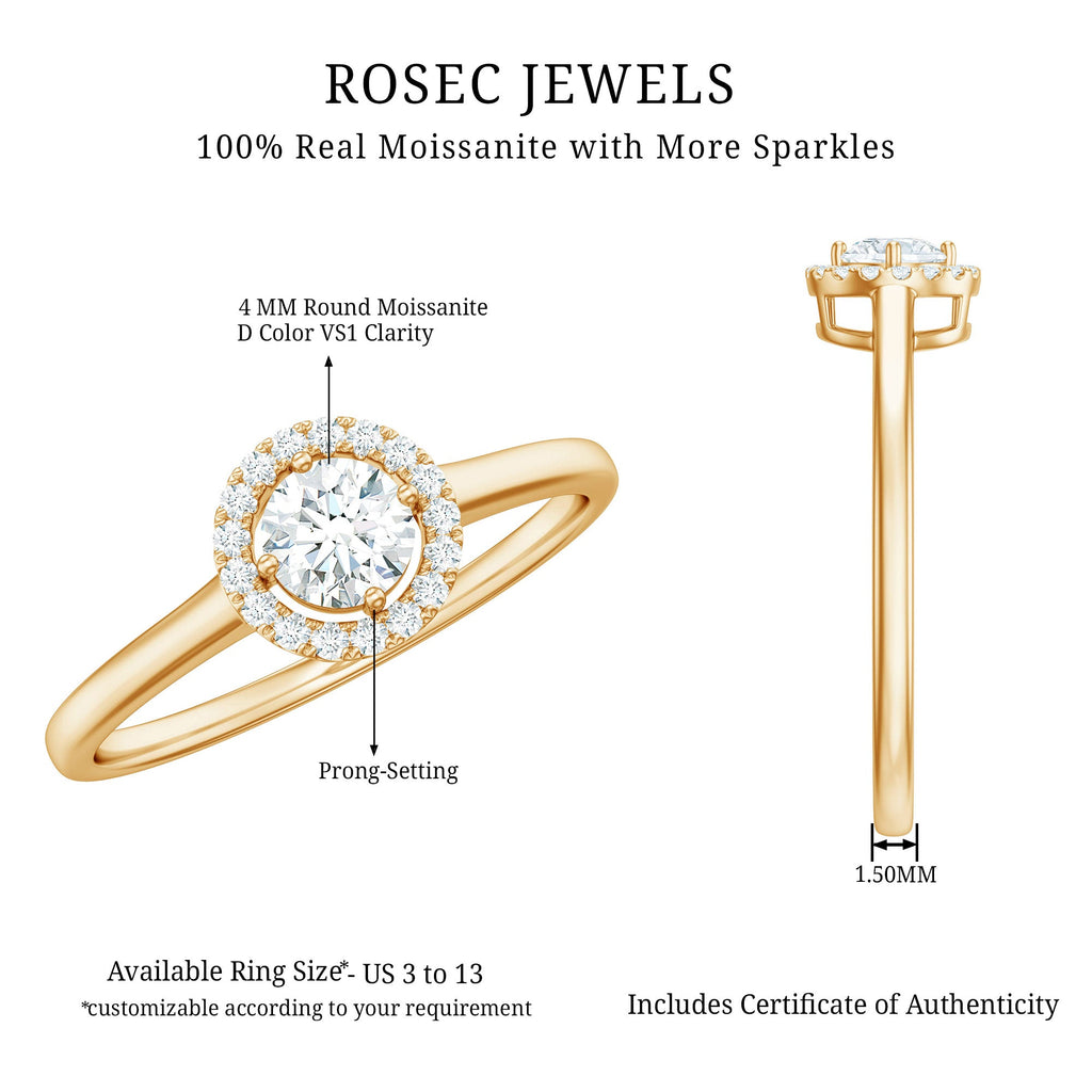 Certified Moissanite Promise Ring for Her with Halo