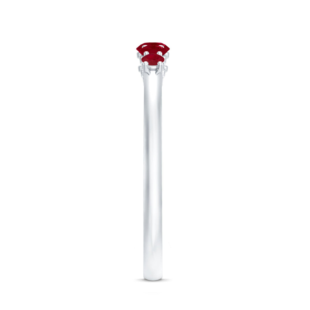 Natural July Birthstone Ruby 5 Stone Ring for Promise