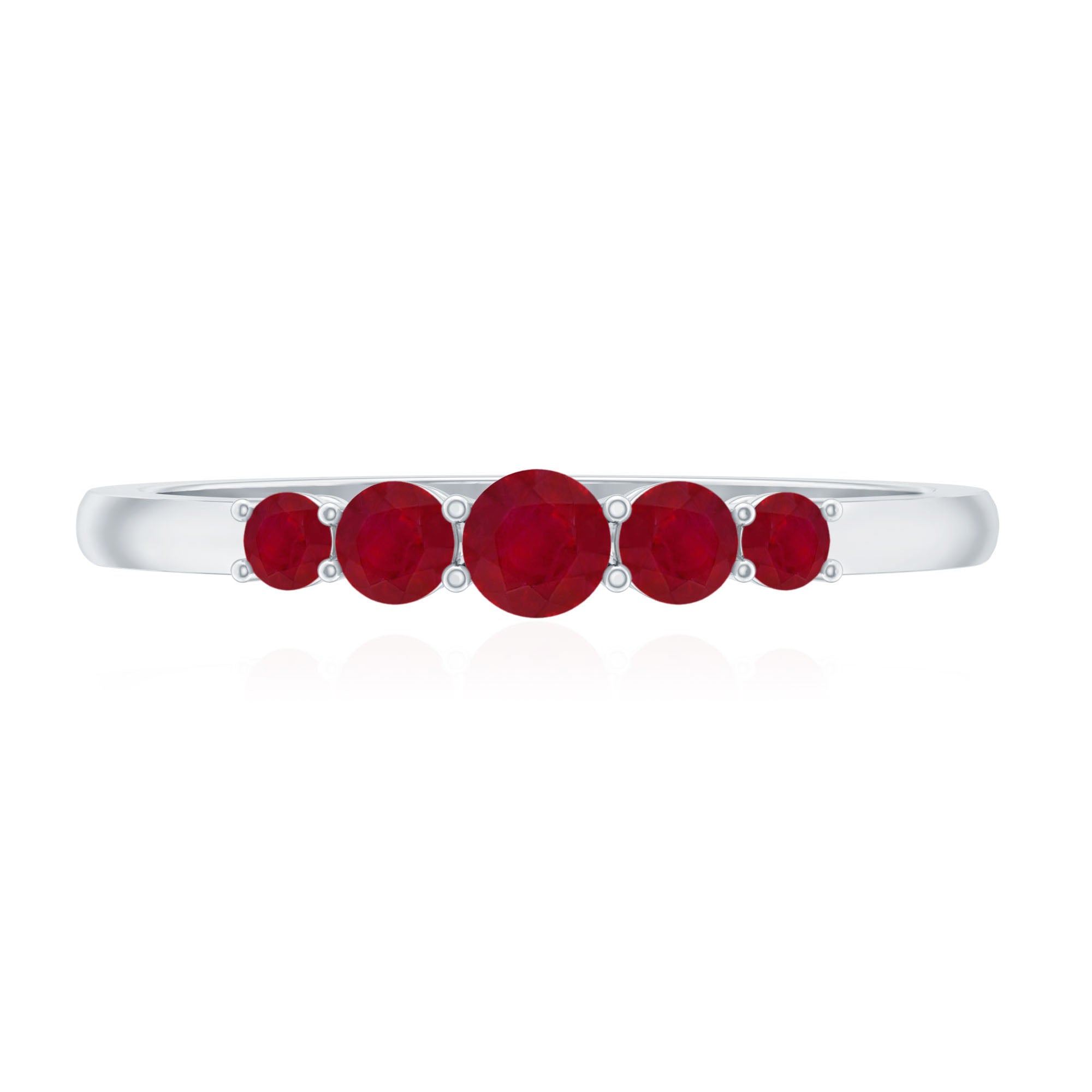 Natural July Birthstone Ruby 5 Stone Ring for Promise