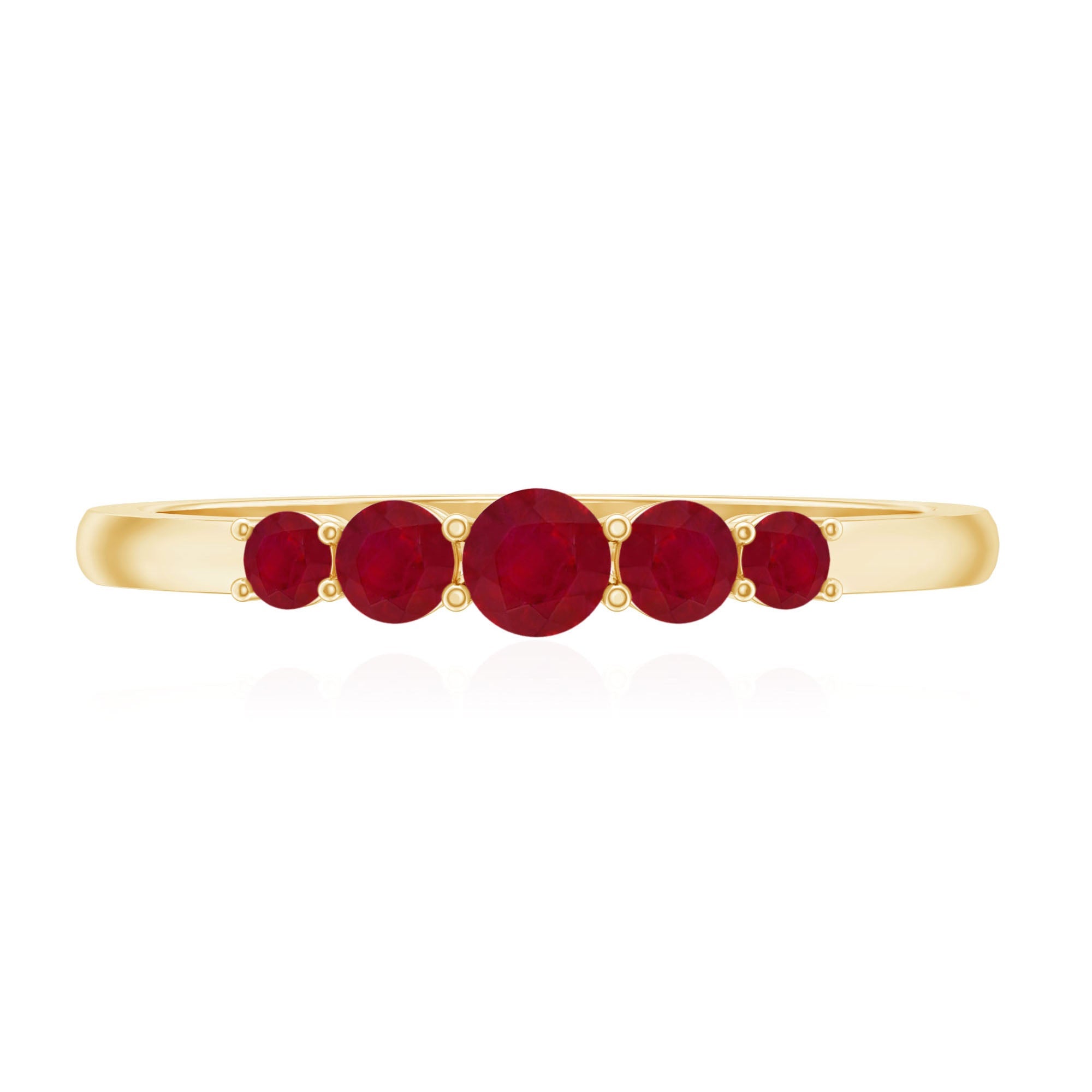 Natural July Birthstone Ruby 5 Stone Ring for Promise