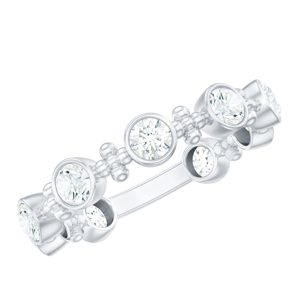 Certified Moissanite Stackable Wedding Band in Bezel Setting