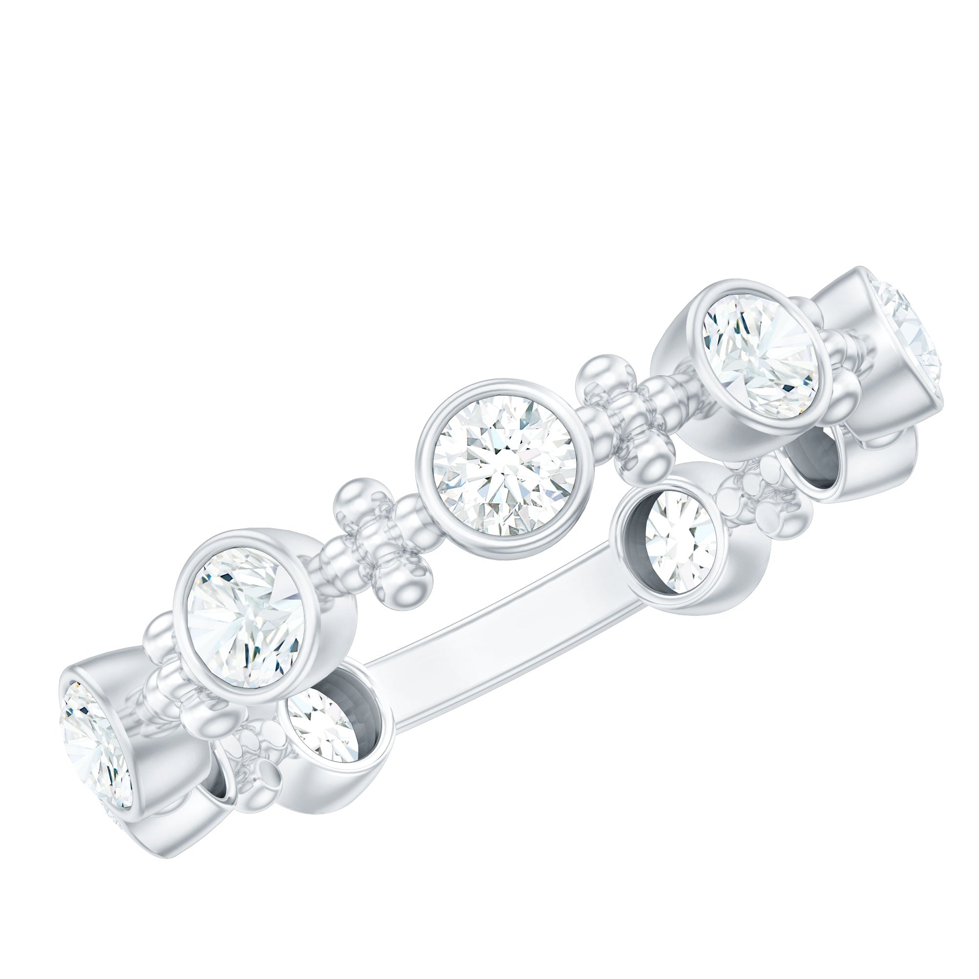 Certified Moissanite Stackable Wedding Band in Bezel Setting