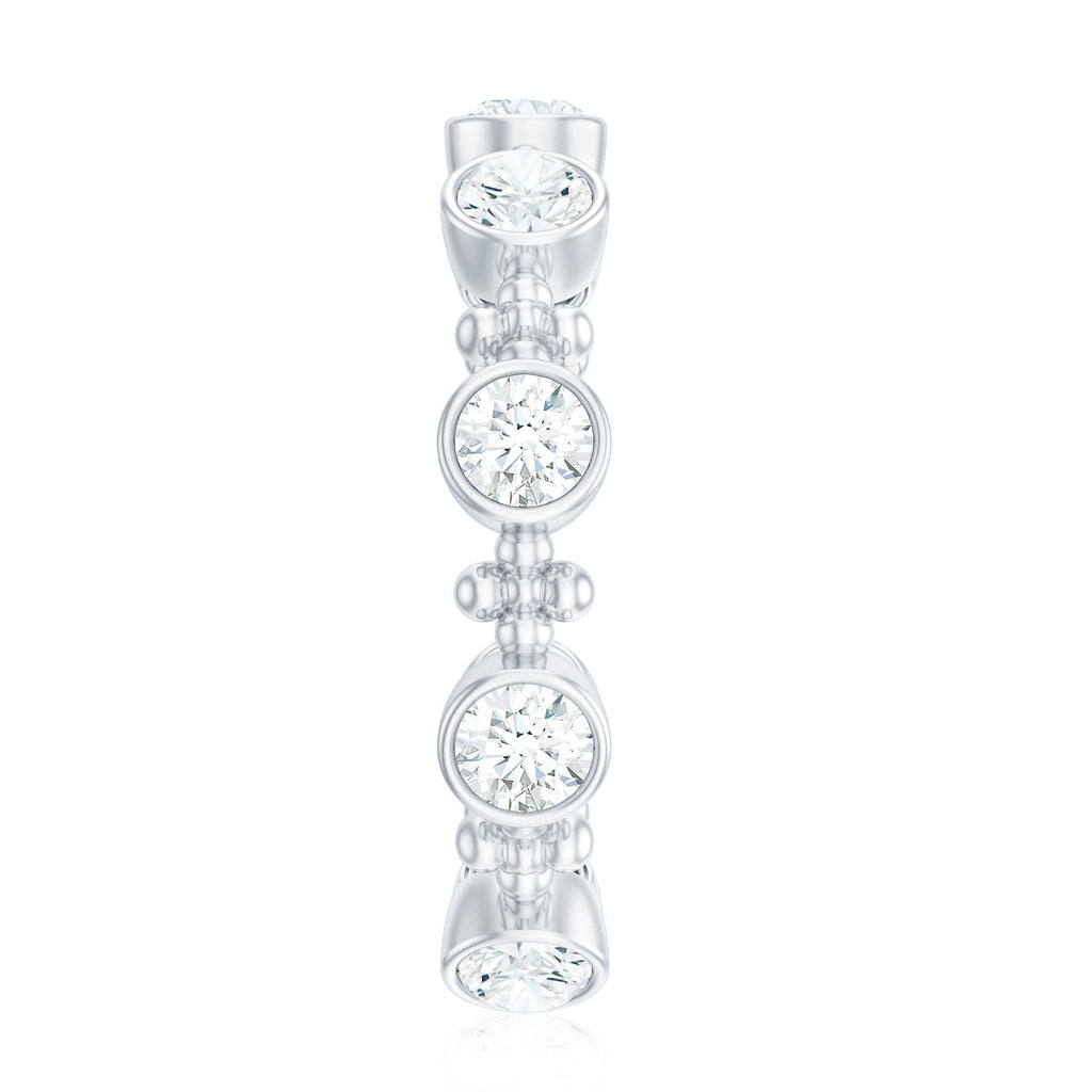 Certified Moissanite Stackable Wedding Band in Bezel Setting