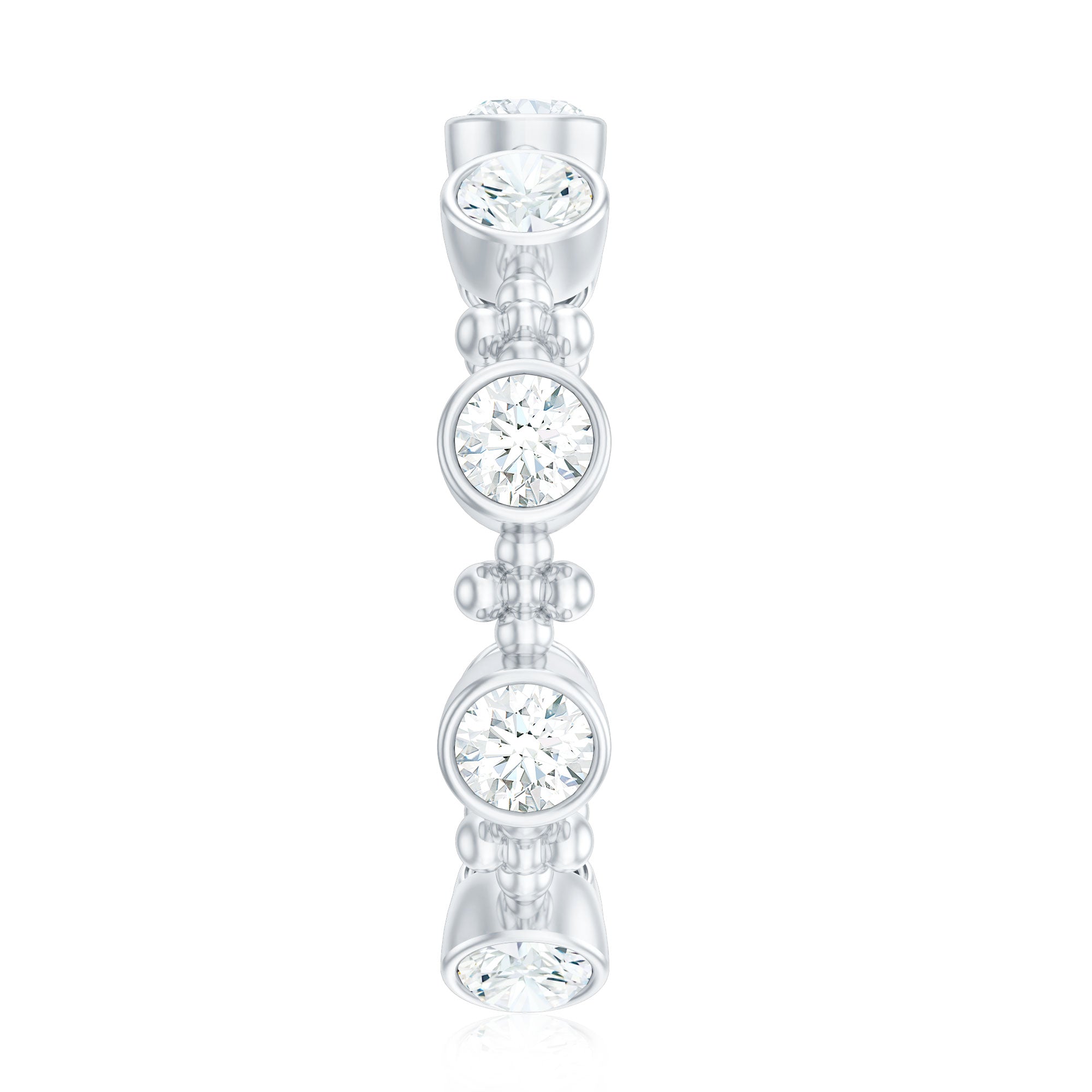 Certified Moissanite Stackable Wedding Band in Bezel Setting