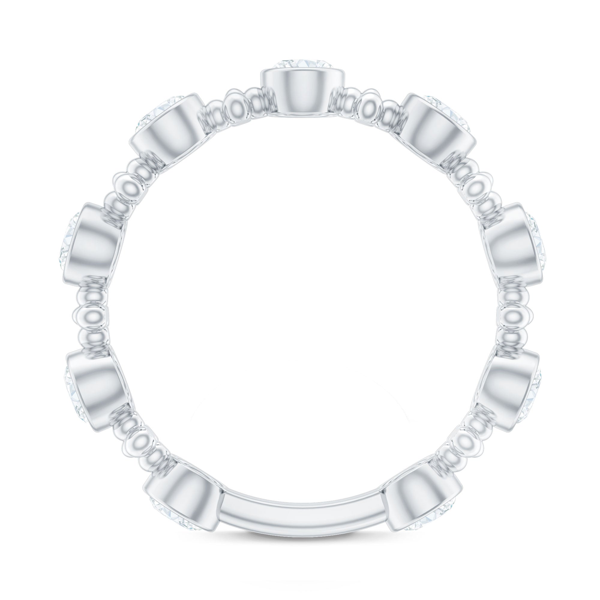 Certified Moissanite Stackable Wedding Band in Bezel Setting
