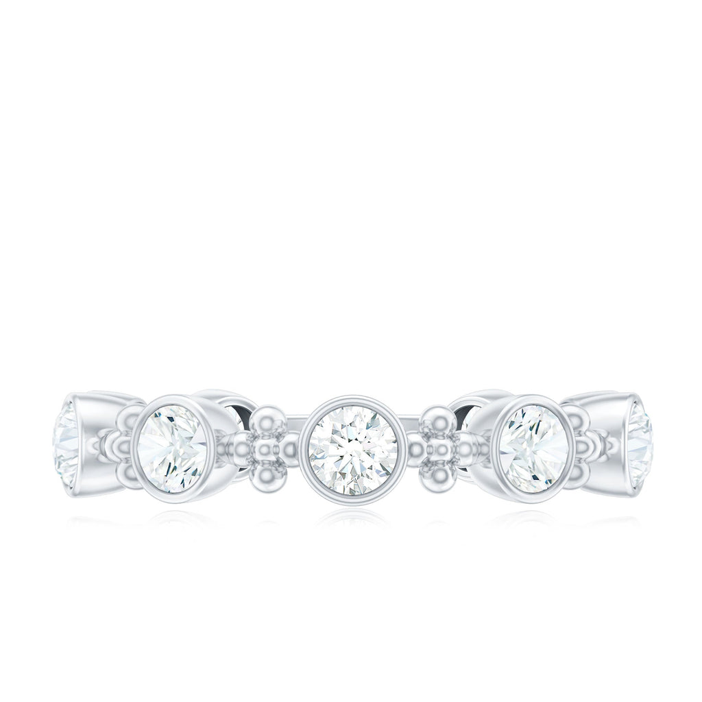 Certified Moissanite Stackable Wedding Band in Bezel Setting
