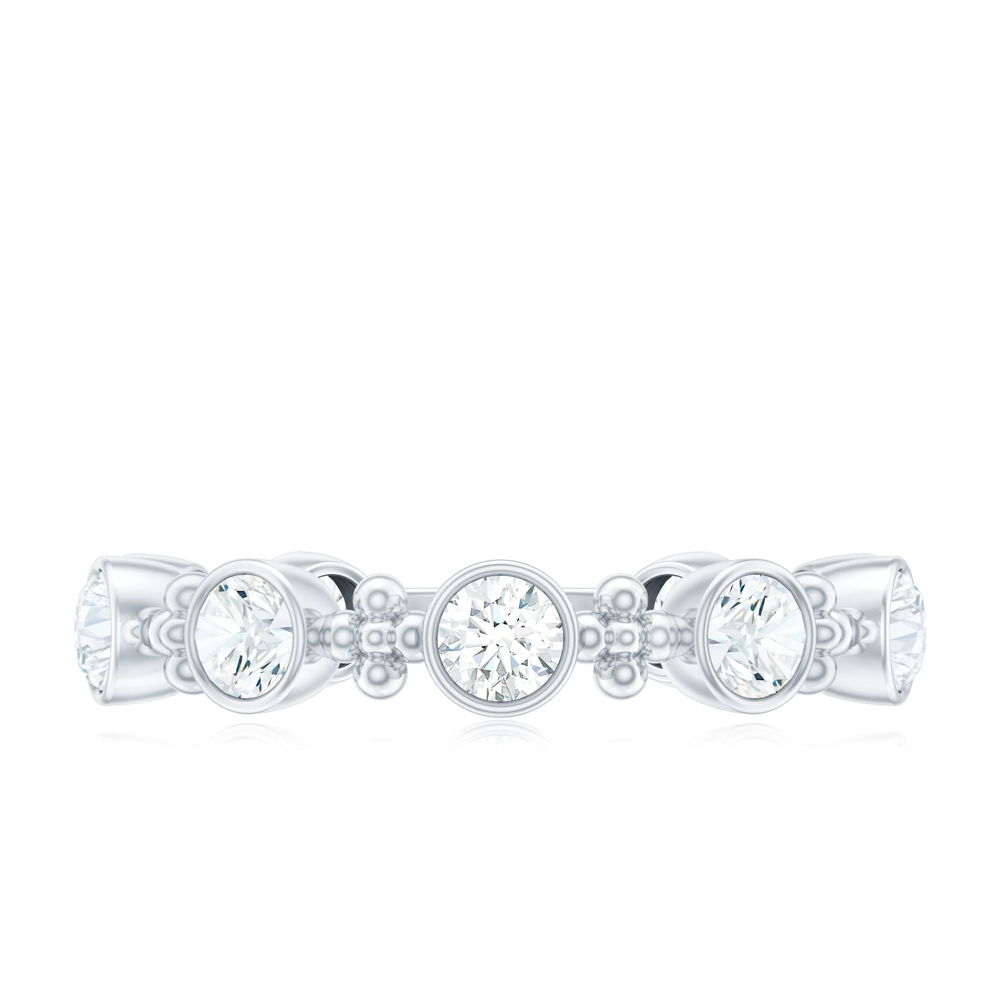 Certified Moissanite Stackable Wedding Band in Bezel Setting