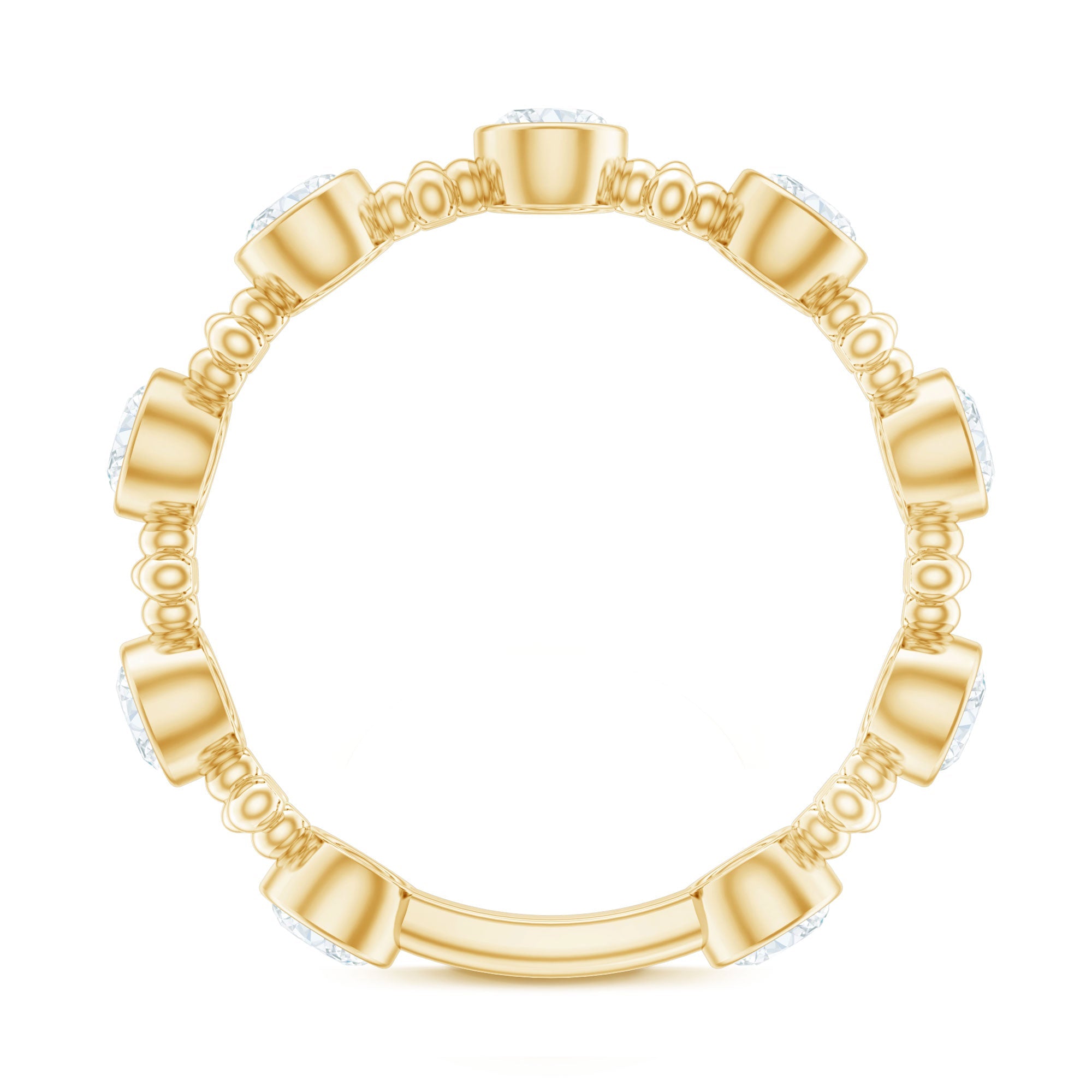 Certified Moissanite Stackable Wedding Band in Bezel Setting