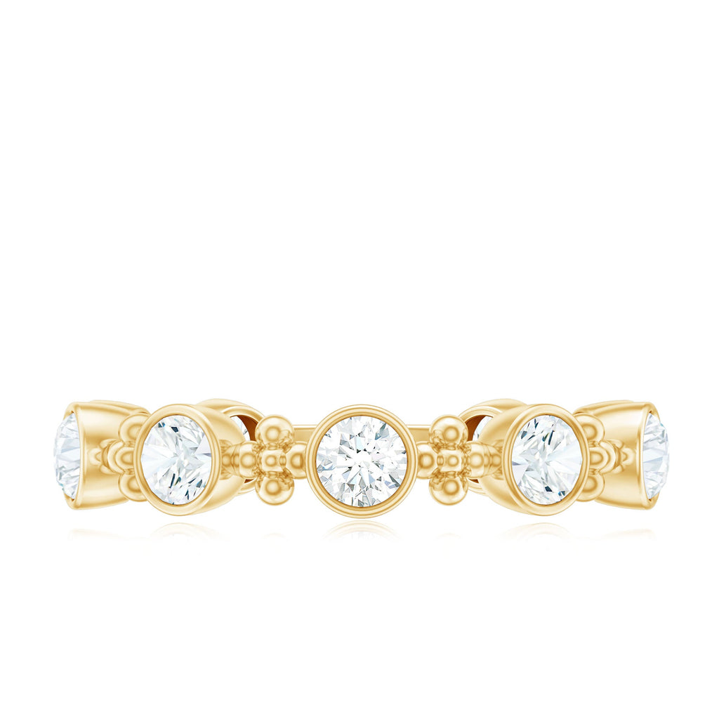 Certified Moissanite Stackable Wedding Band in Bezel Setting