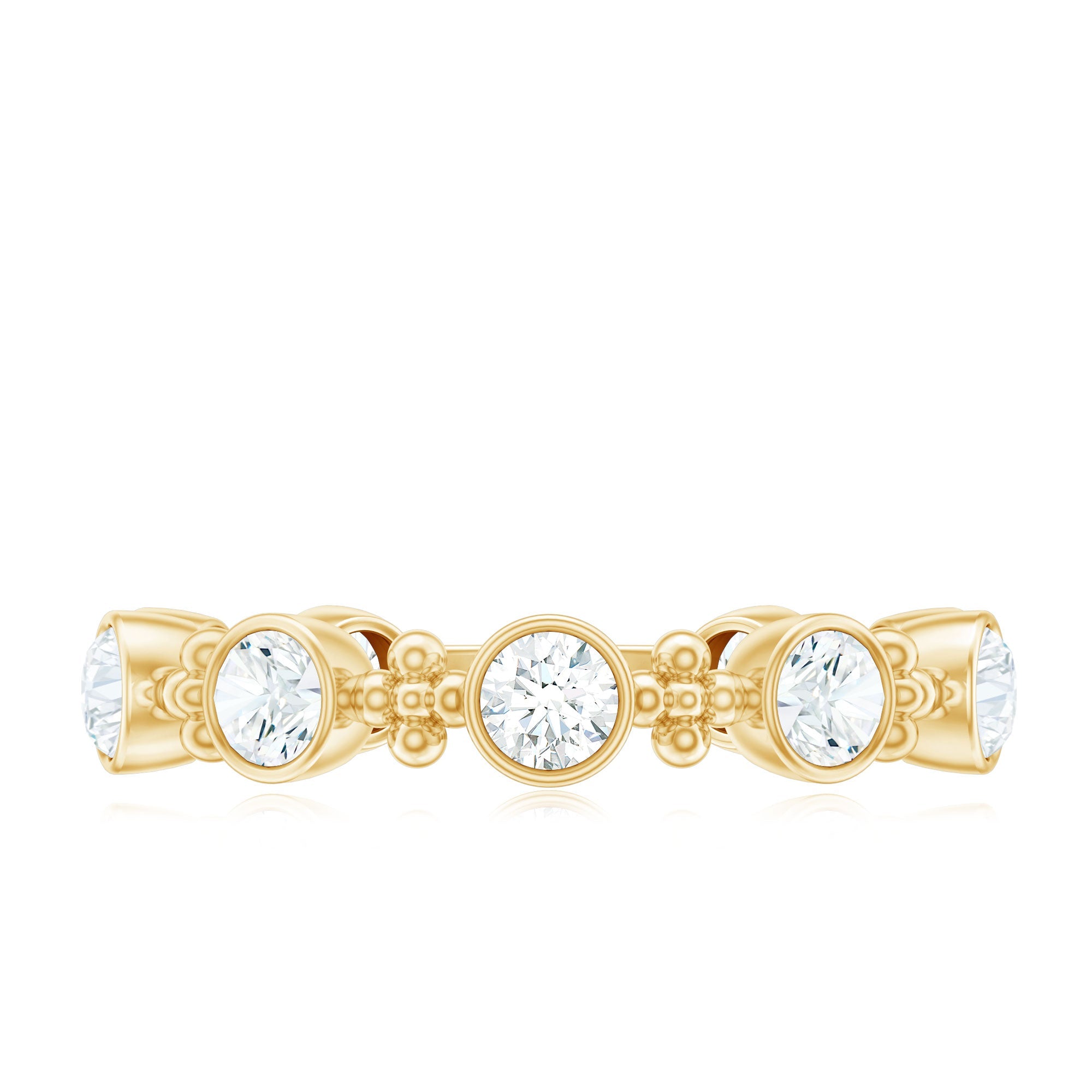 Certified Moissanite Stackable Wedding Band in Bezel Setting