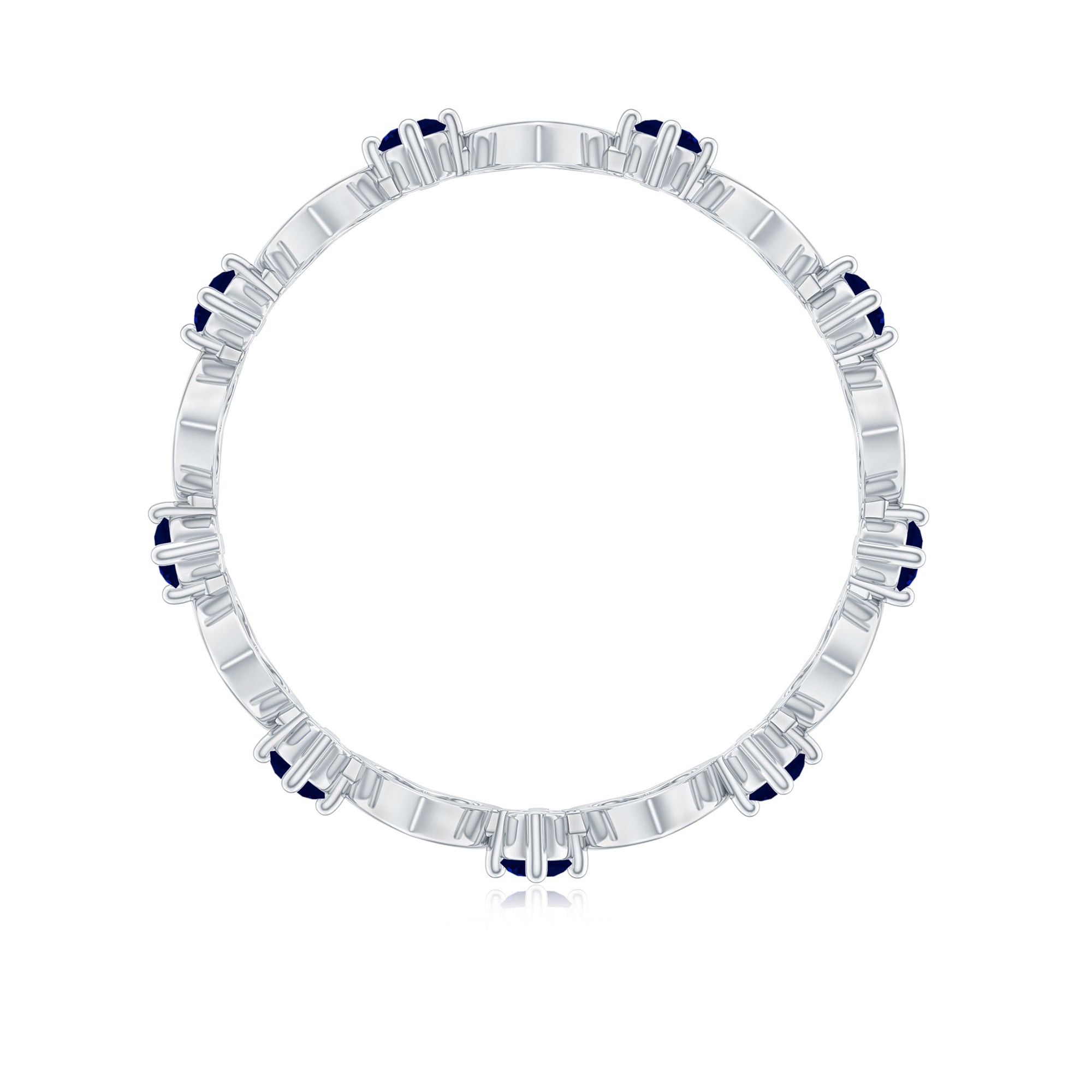 Blue Sapphire Open Heart Wedding Band Ring