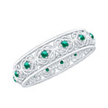 Vintage Looking Lab Grown Emerald Wedding Band for Women