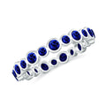Bezel Set Round Created Blue Sapphire Unique Full Eternity Ring