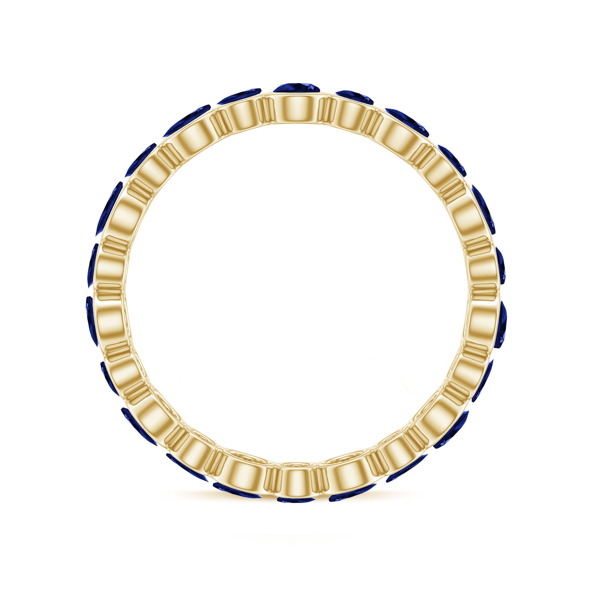 Bezel Set Round Created Blue Sapphire Unique Full Eternity Ring